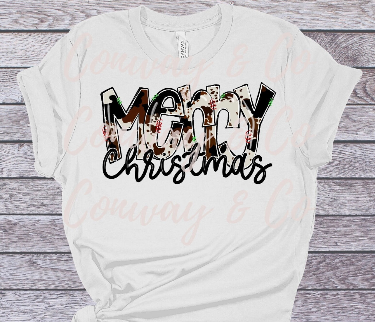 Merry Christmas cow print Graphic Tee