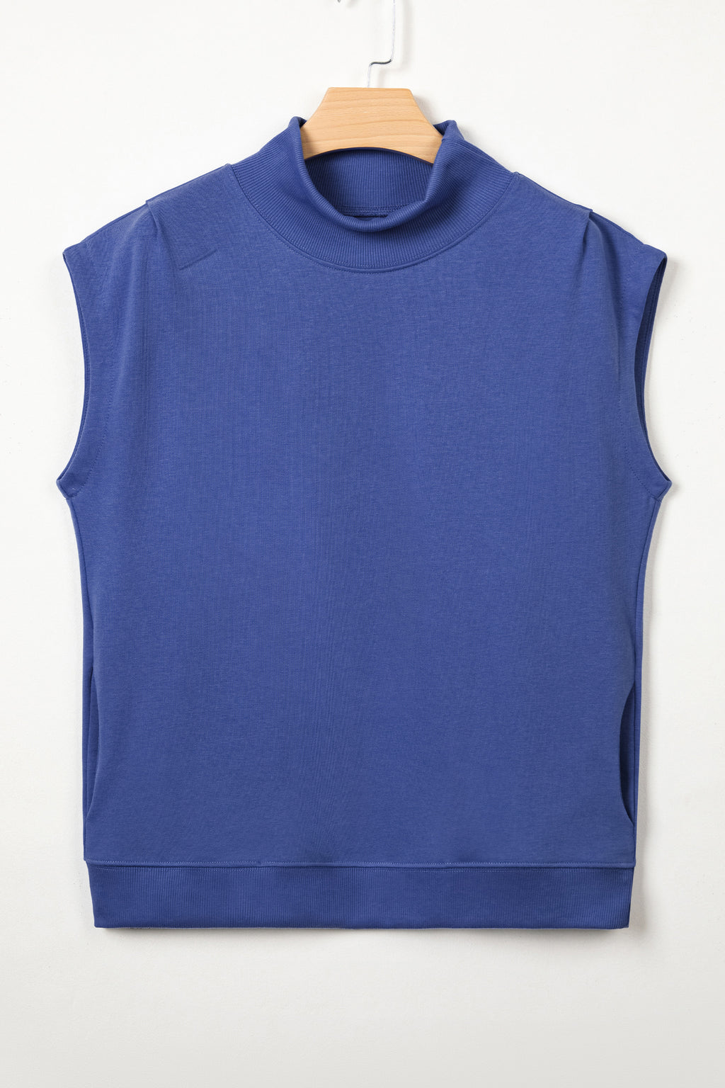 Pink Solid Color High Neck Cap Sleeve Loose Top
