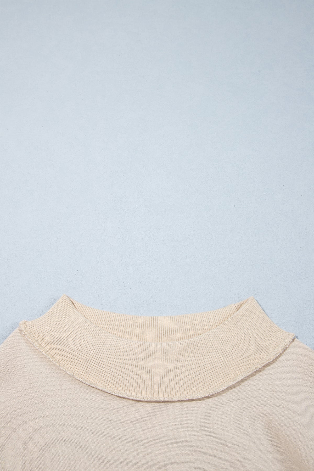 Beige CHRIST IS KING Embroidery High Neck Baggy Sweatshirt