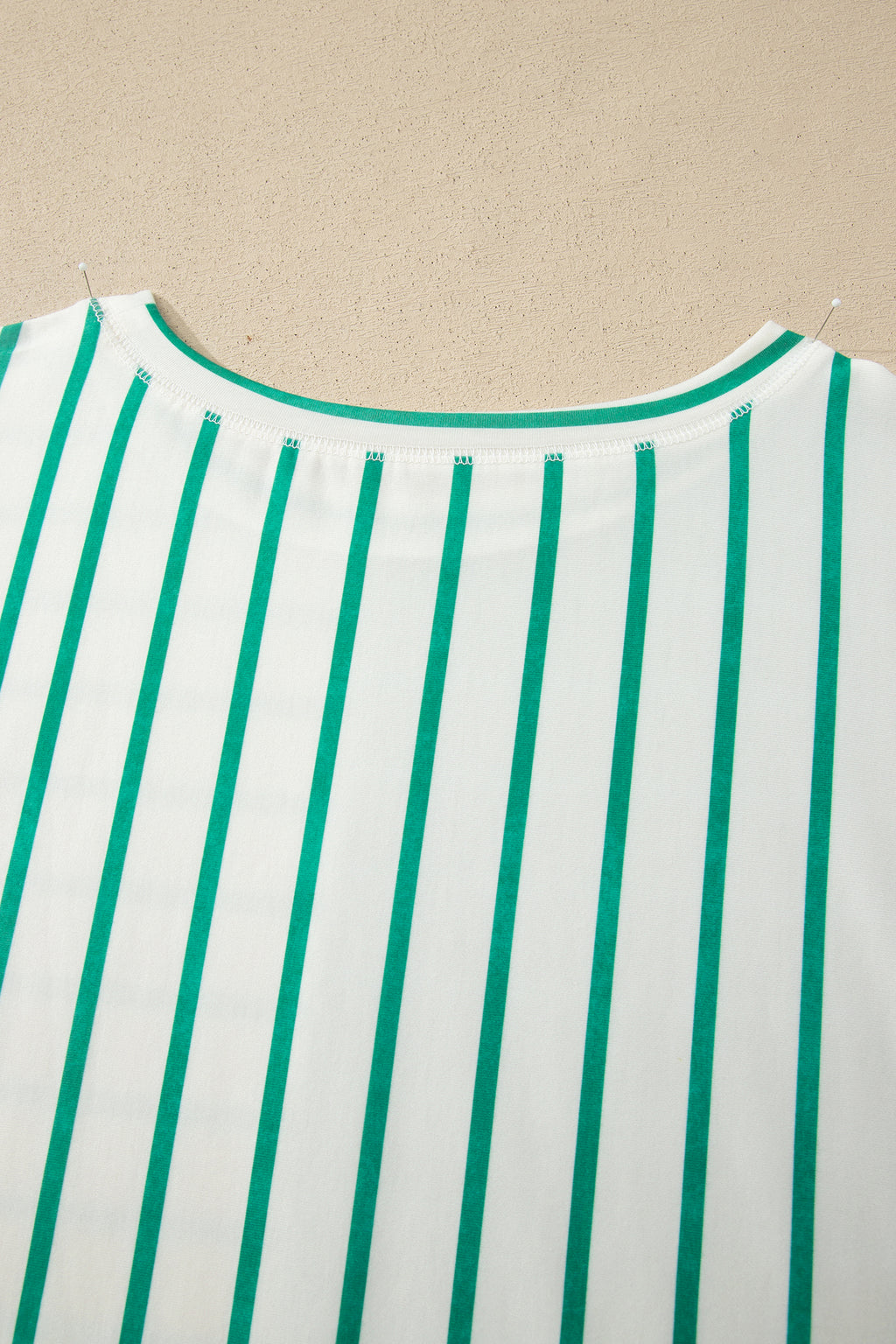 Pink Stripe Colorblock 3/4 Sleeve Loose T Shirt