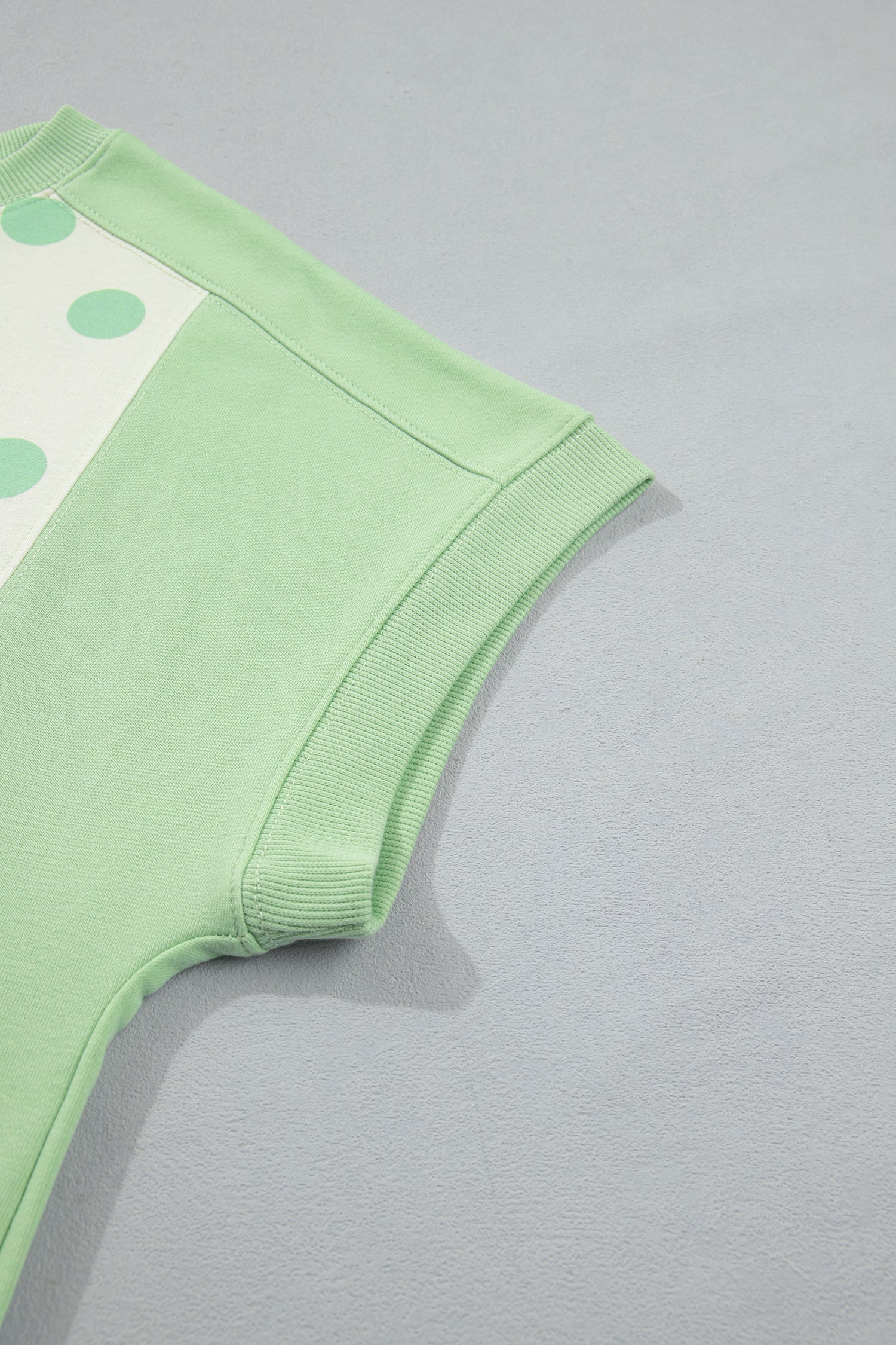Green Color Block Patchwork Polka Dot Wide Leg Pant Set