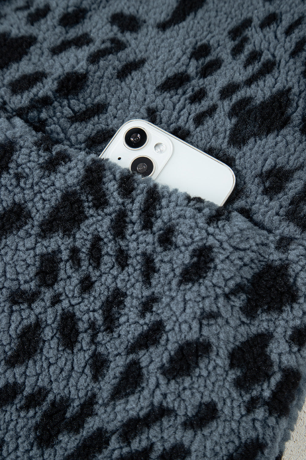 Multicolour Plaid Print Buttoned Stand Collar Fleece Jacket