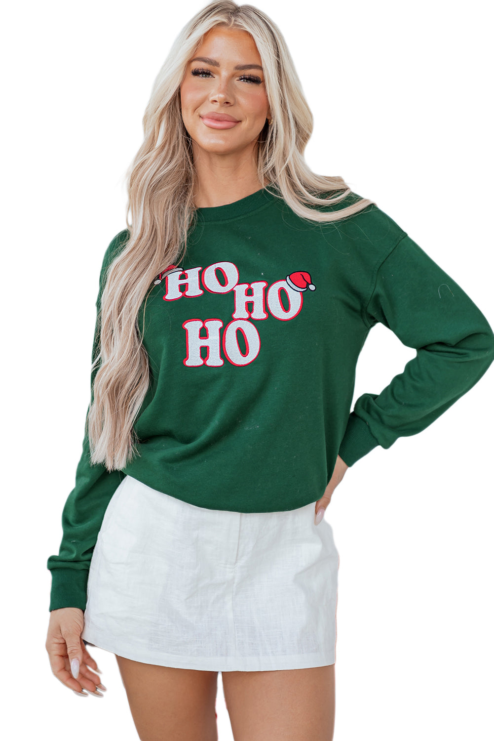 Evergreen Embroidered Letter Graphic Christmas Fashion Sweatshirt