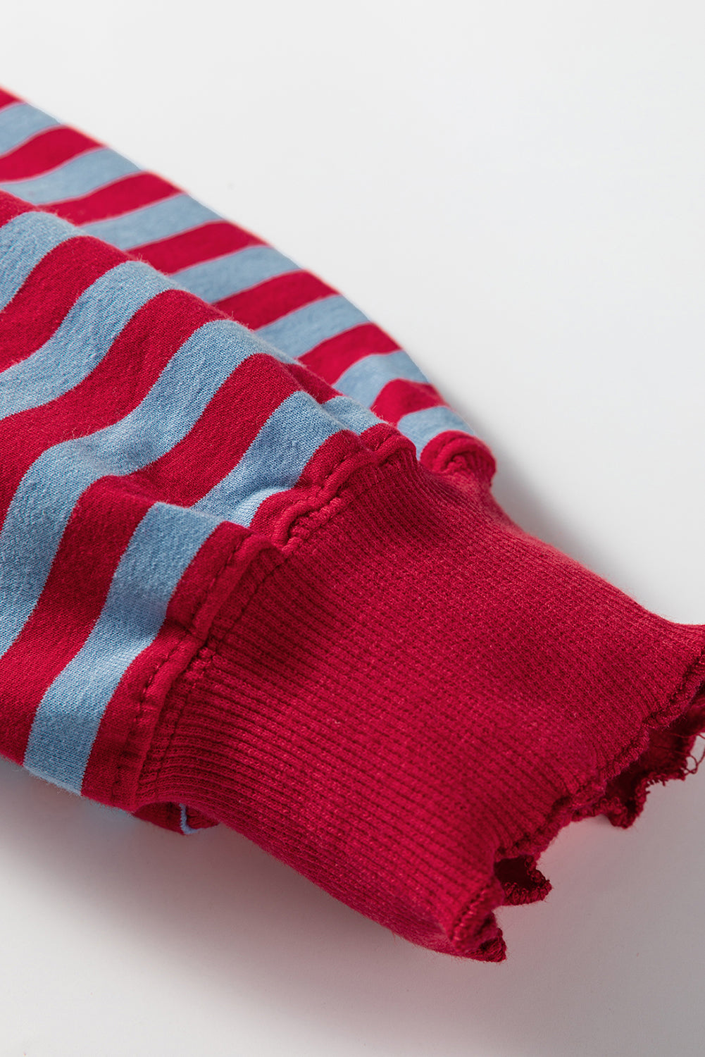 Green Stripe Exposed Seam Contrast Ribbed Trim Oversize Sweatshirt