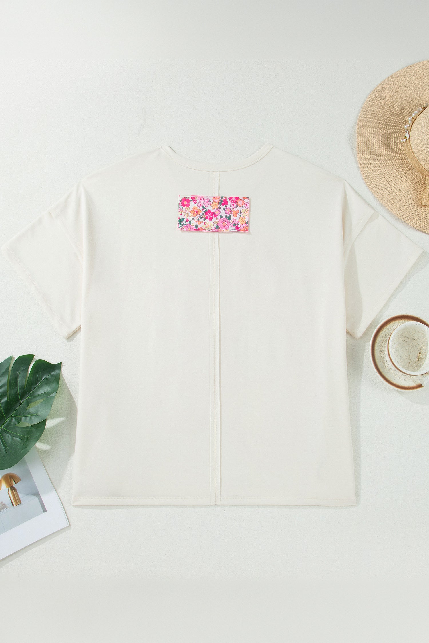 Jet Stream Big Flower Patched Plus Size Tunic T-Shirt