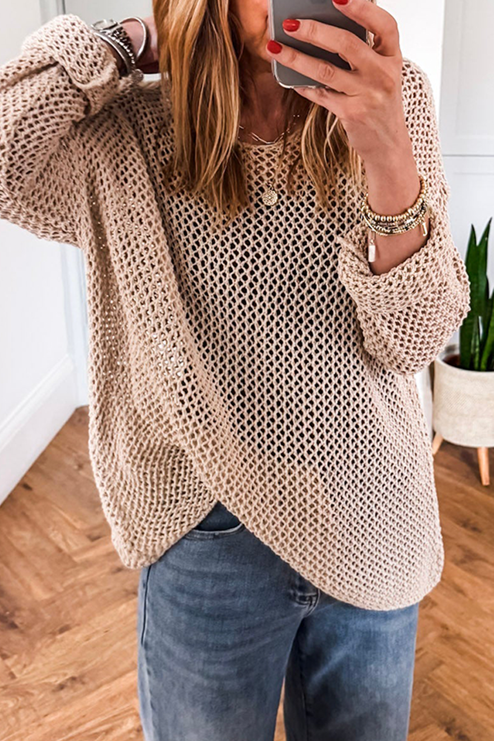 Black Crochet Hollow-out Jumper Top Sweater