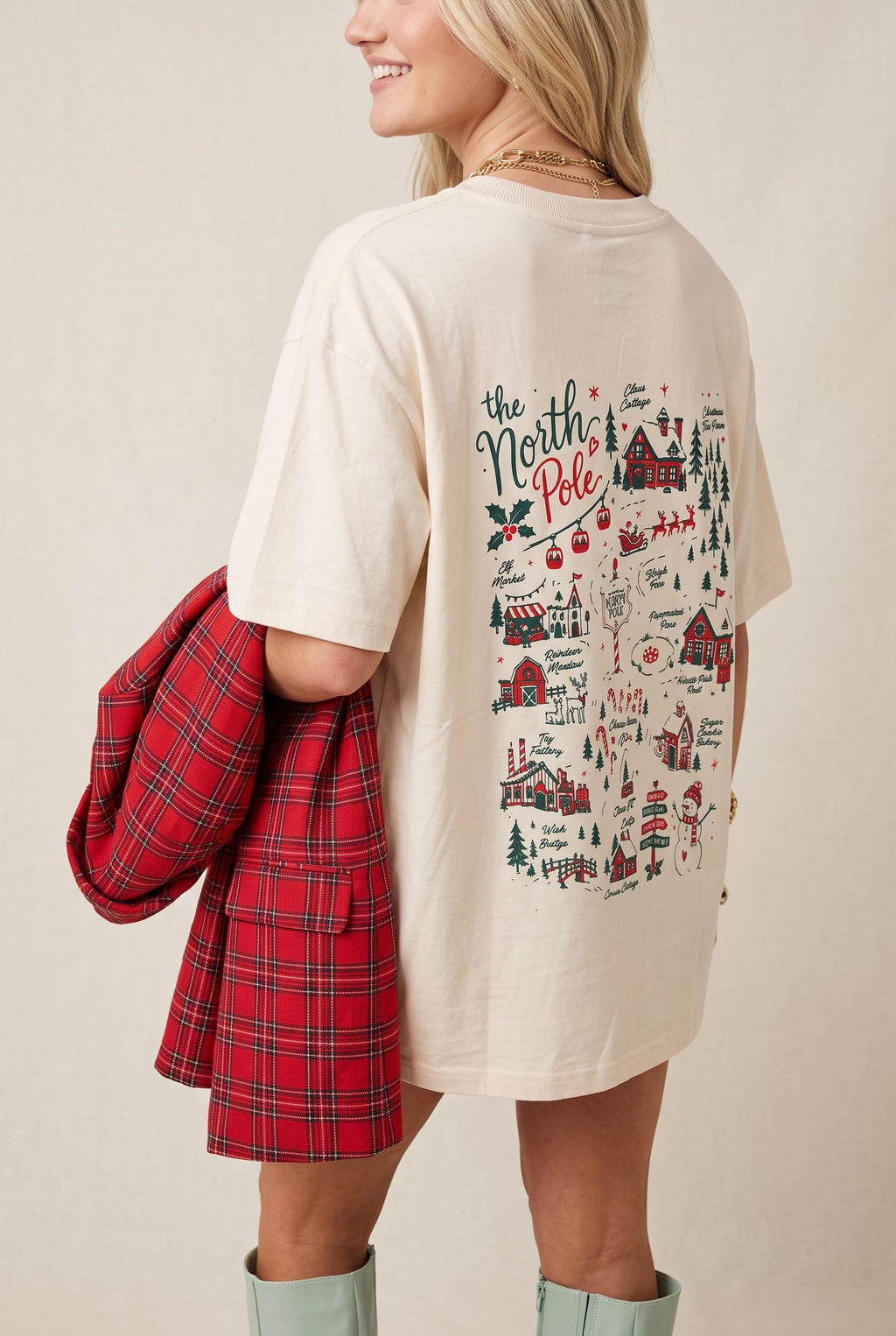 Take Me To The North Pole Ivory Mock Neck Tee