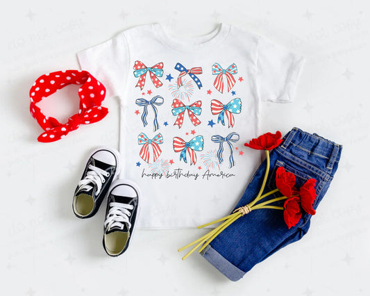 happy birthday bow TODDLER TEE