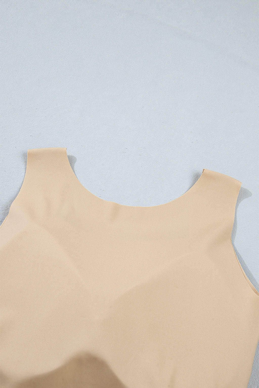 Oatmeal Solid Color Wide Strap Splicing Athleisure Tank Top