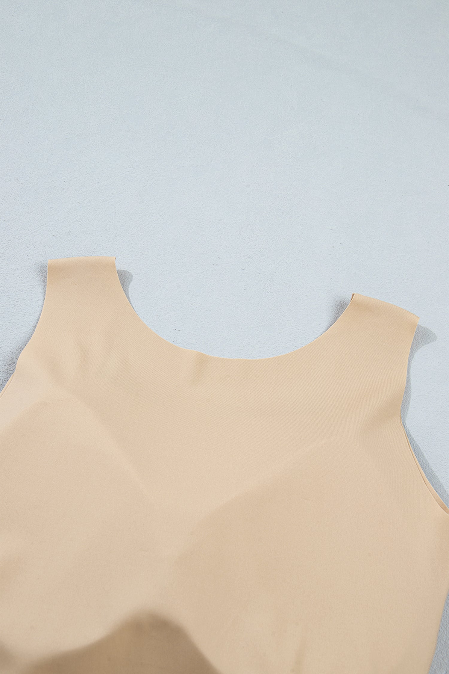 Oatmeal Solid Color Wide Strap Splicing Athleisure Tank Top