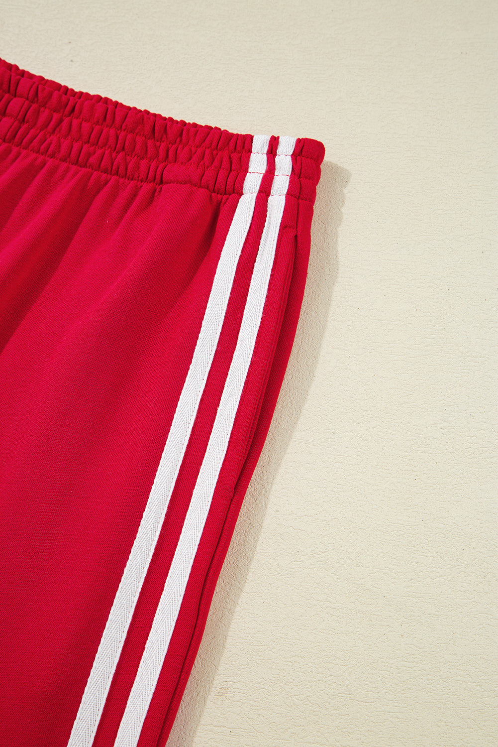 Black Varsity Striped Detail Crewneck Pullover Elastic Sweatpants 2pcs Outfit