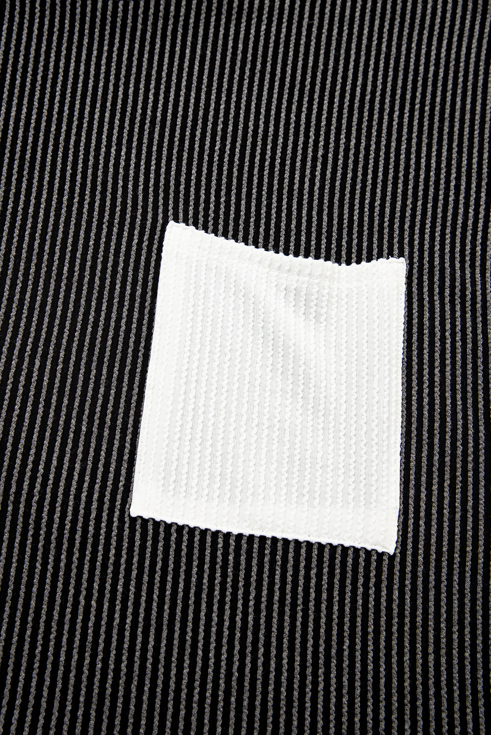 Carbon Grey Corded Knit Color Block Pocketed Crew Neck T Shirt