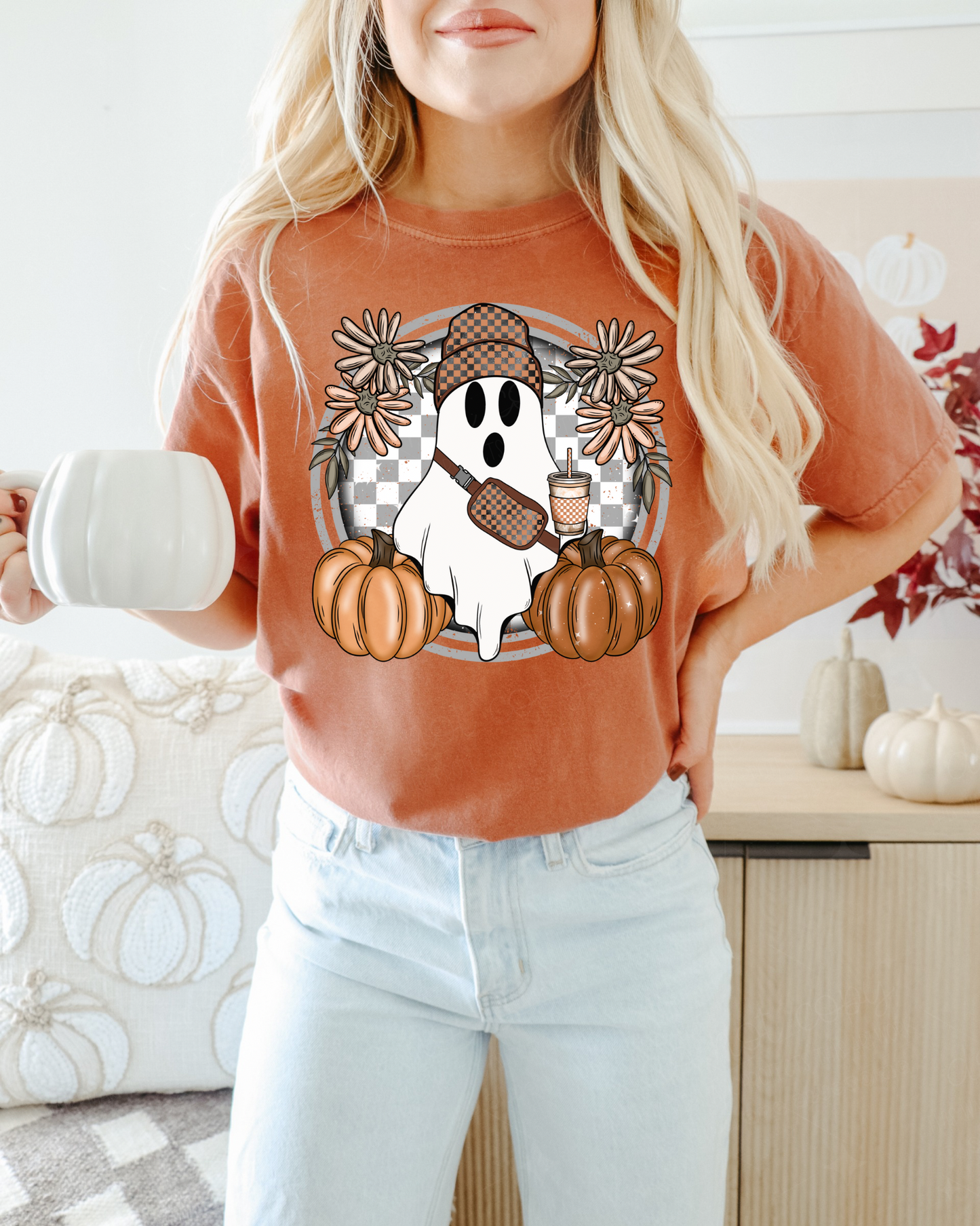 Fall Checkered Ghost Tee