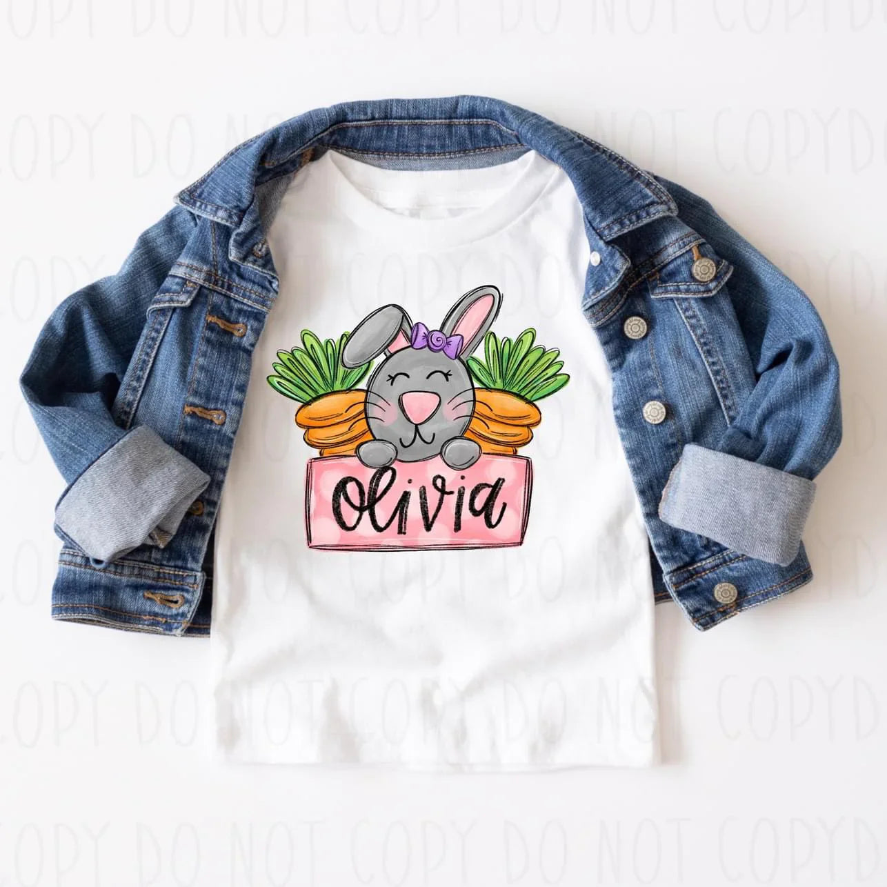 Easter Nameplate with Carrots completed tee