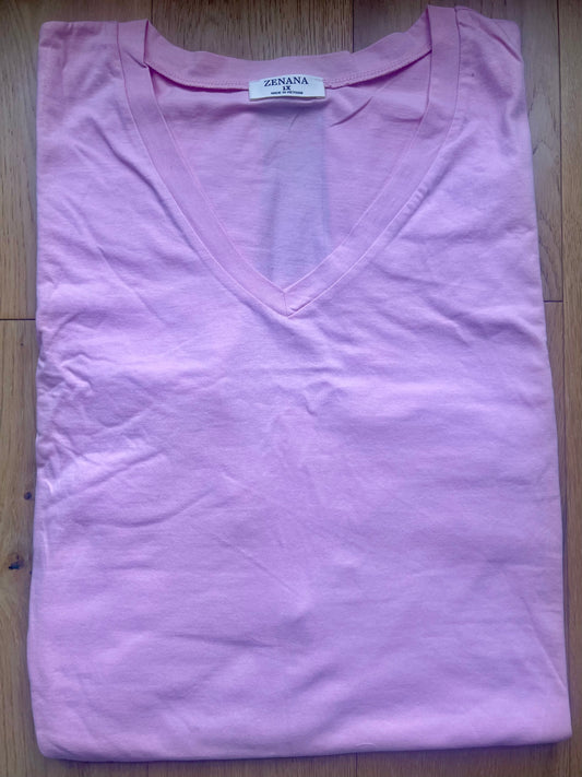 Zenana pink vneck shirt