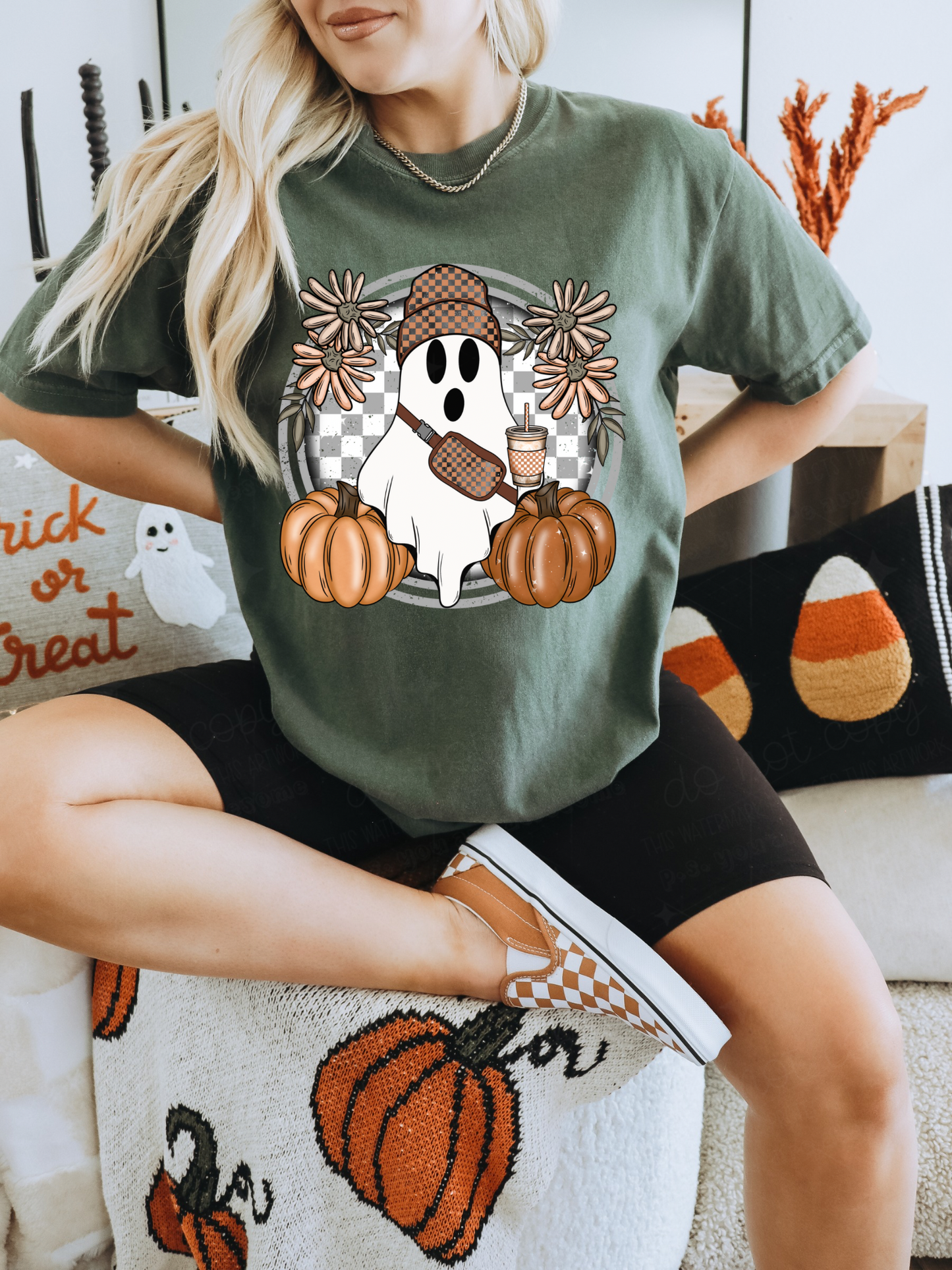 Fall Checkered Ghost Tee