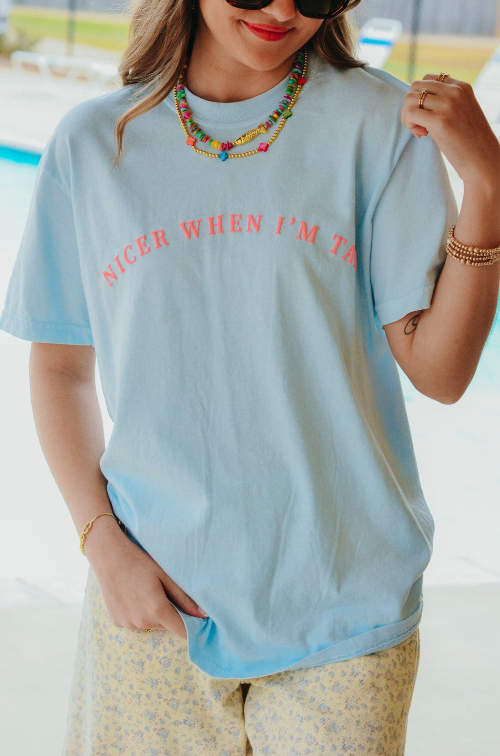 Nicer When I'm Tan Light Blue Tee