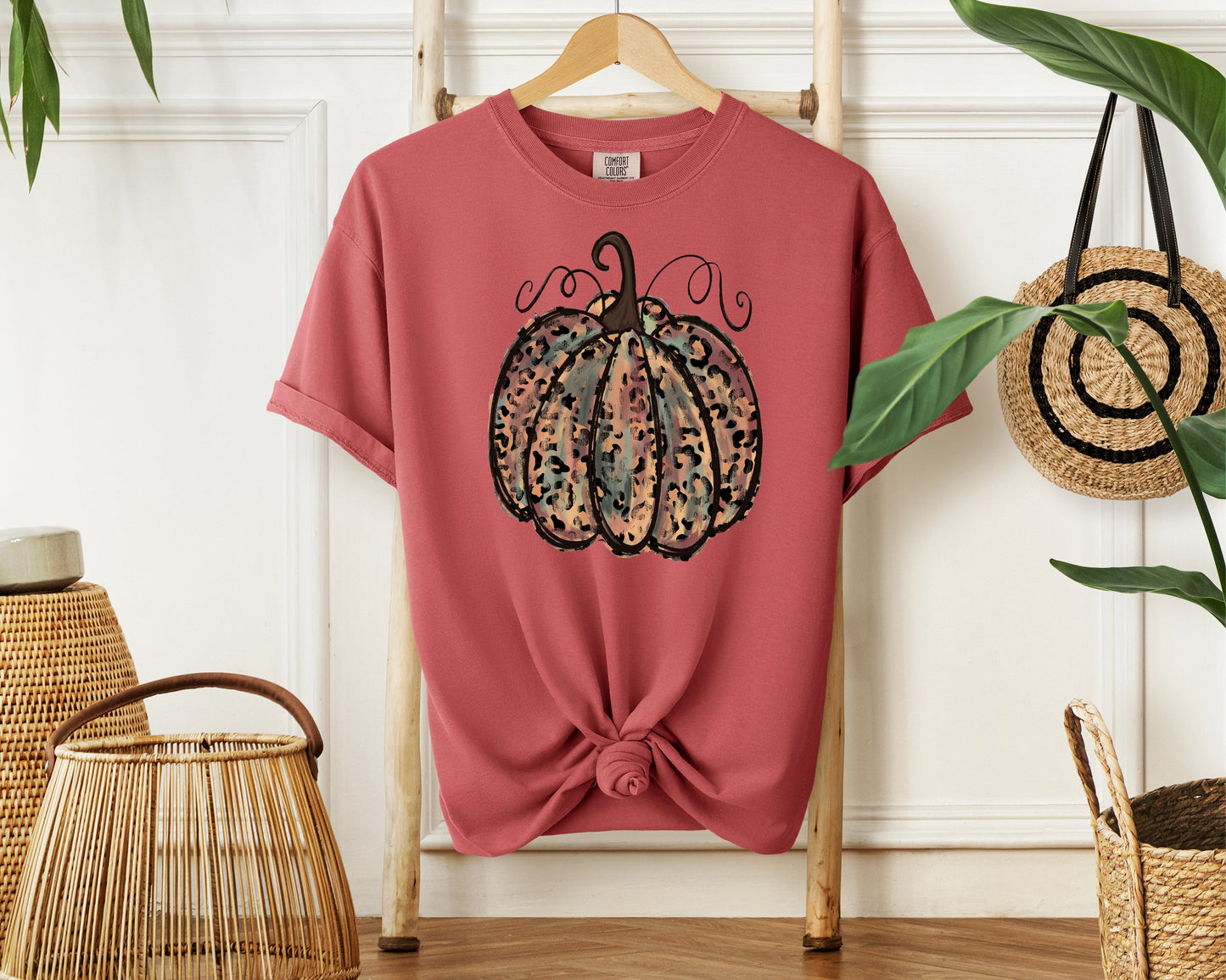 Distressed Leopard Pumpkin - Comfort Colors Graphic Tee