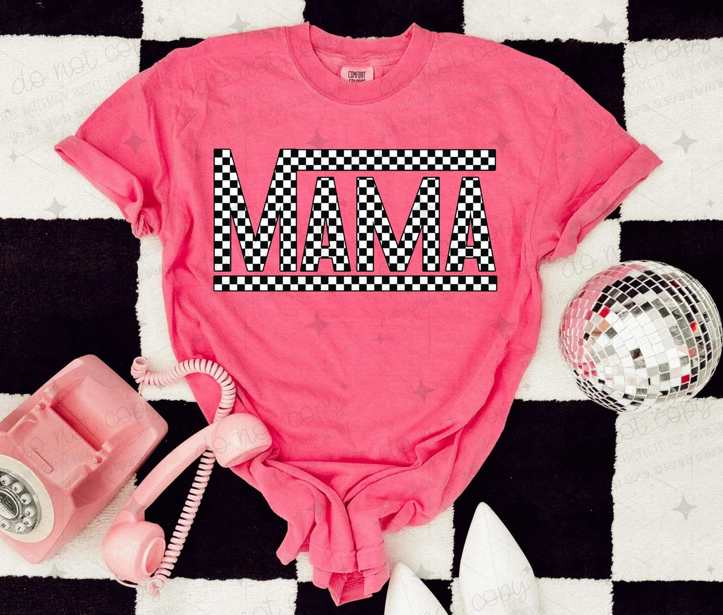 Checkered Mama Tee