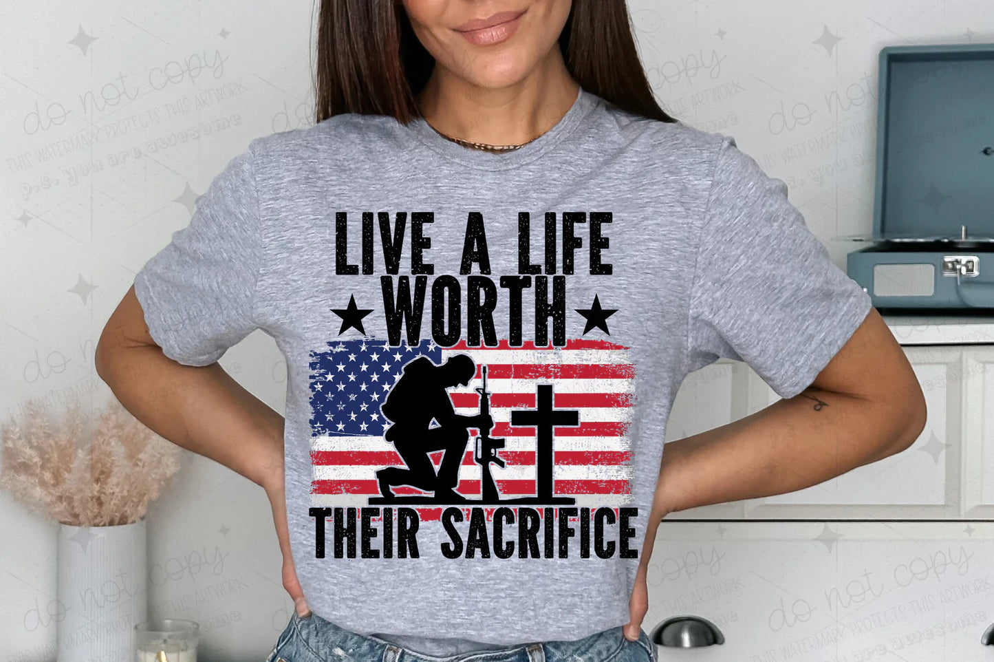 Live a life worth their sacrifice- Youth Completed Tee