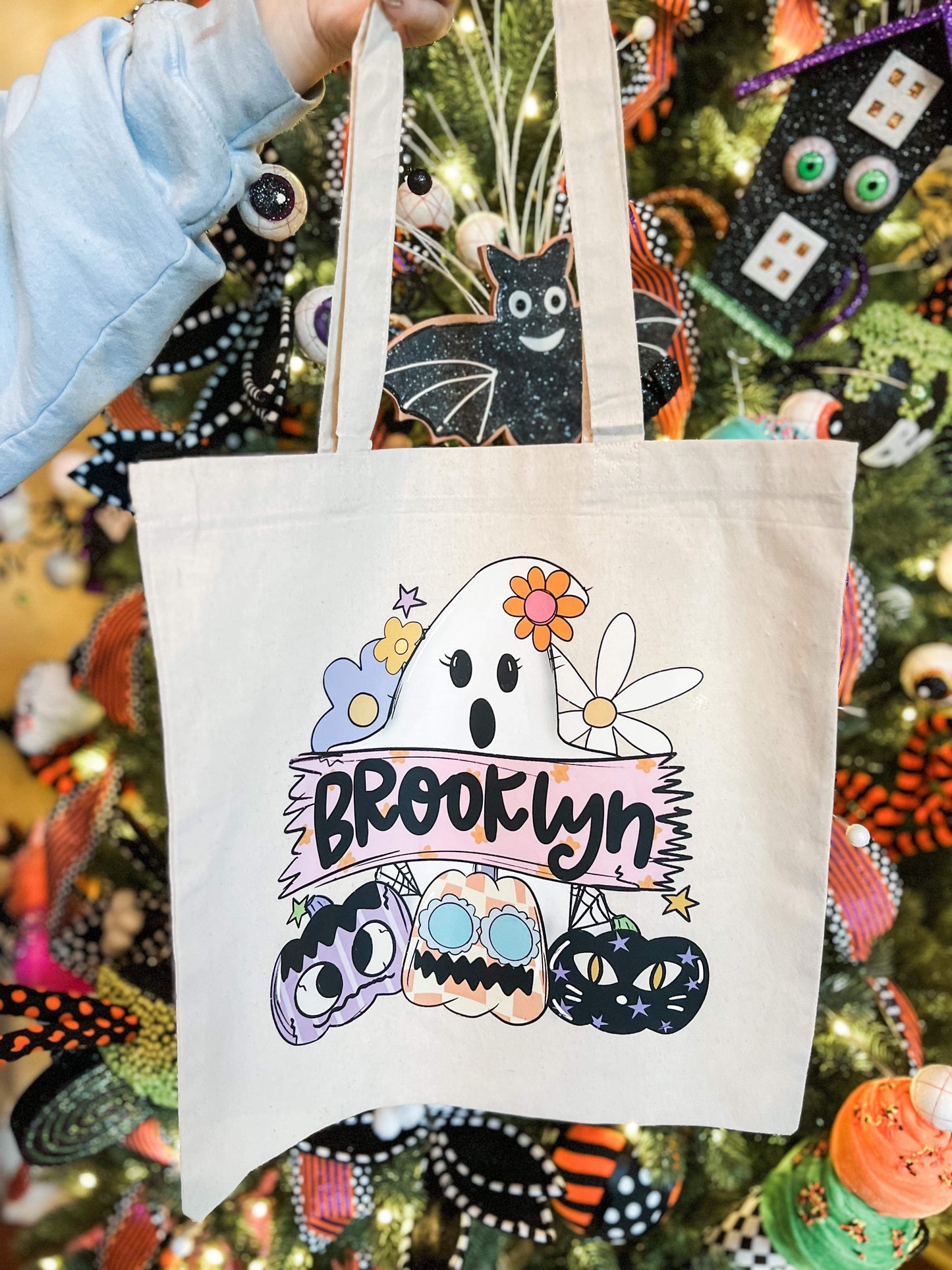 Retro Ghost Names Completed Trick or Treat Tote Bag