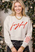 Joyful Ivory Crop Sweatshirt