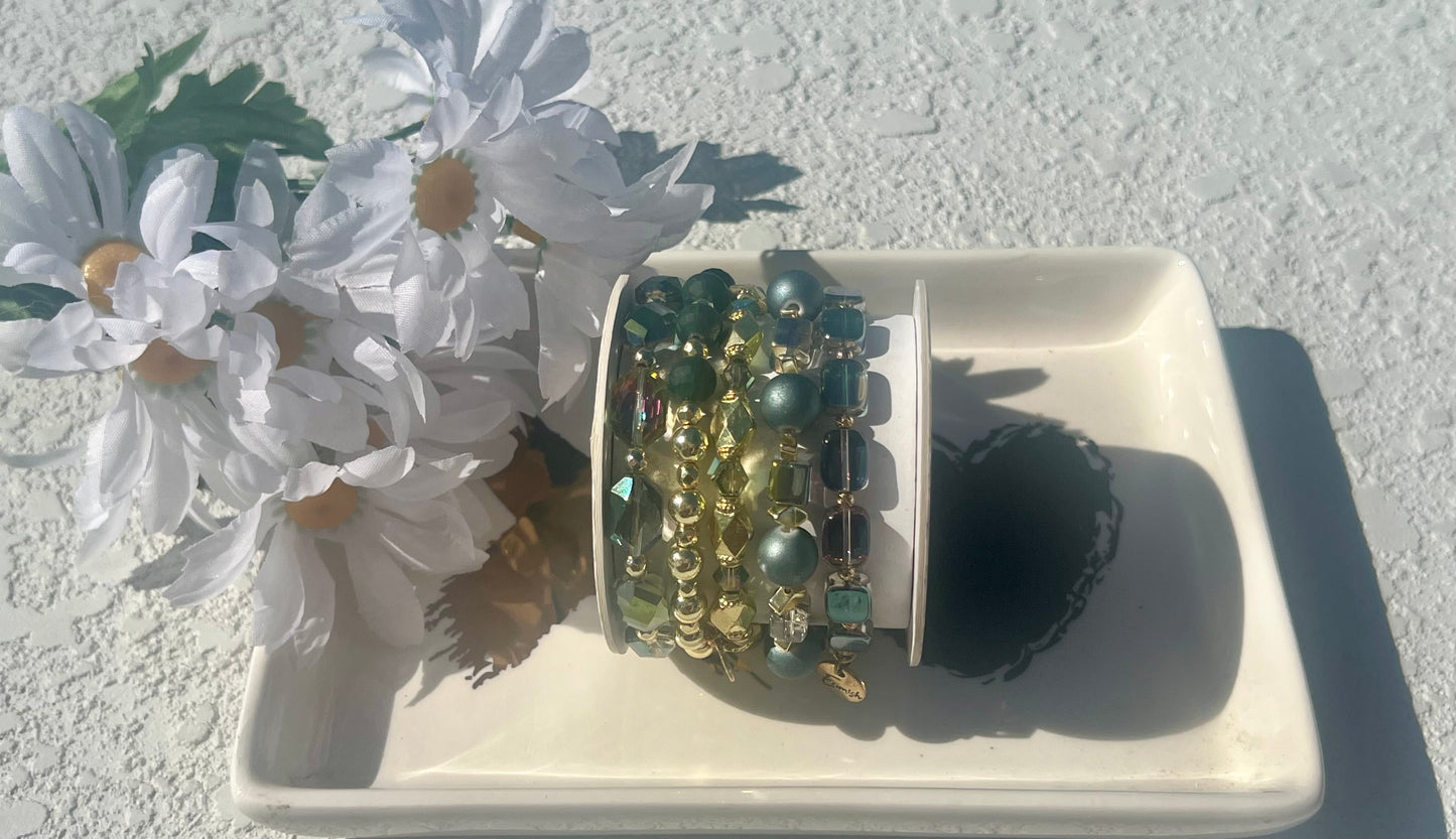 Erimish- Gallery Jar  - stack of 5 bracelets- extended