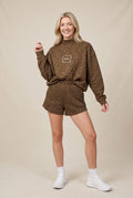 PREORDER ITEM (Estimated ship date 11/10) PRAY Brown Leopard Mock Neck Sweatshirt