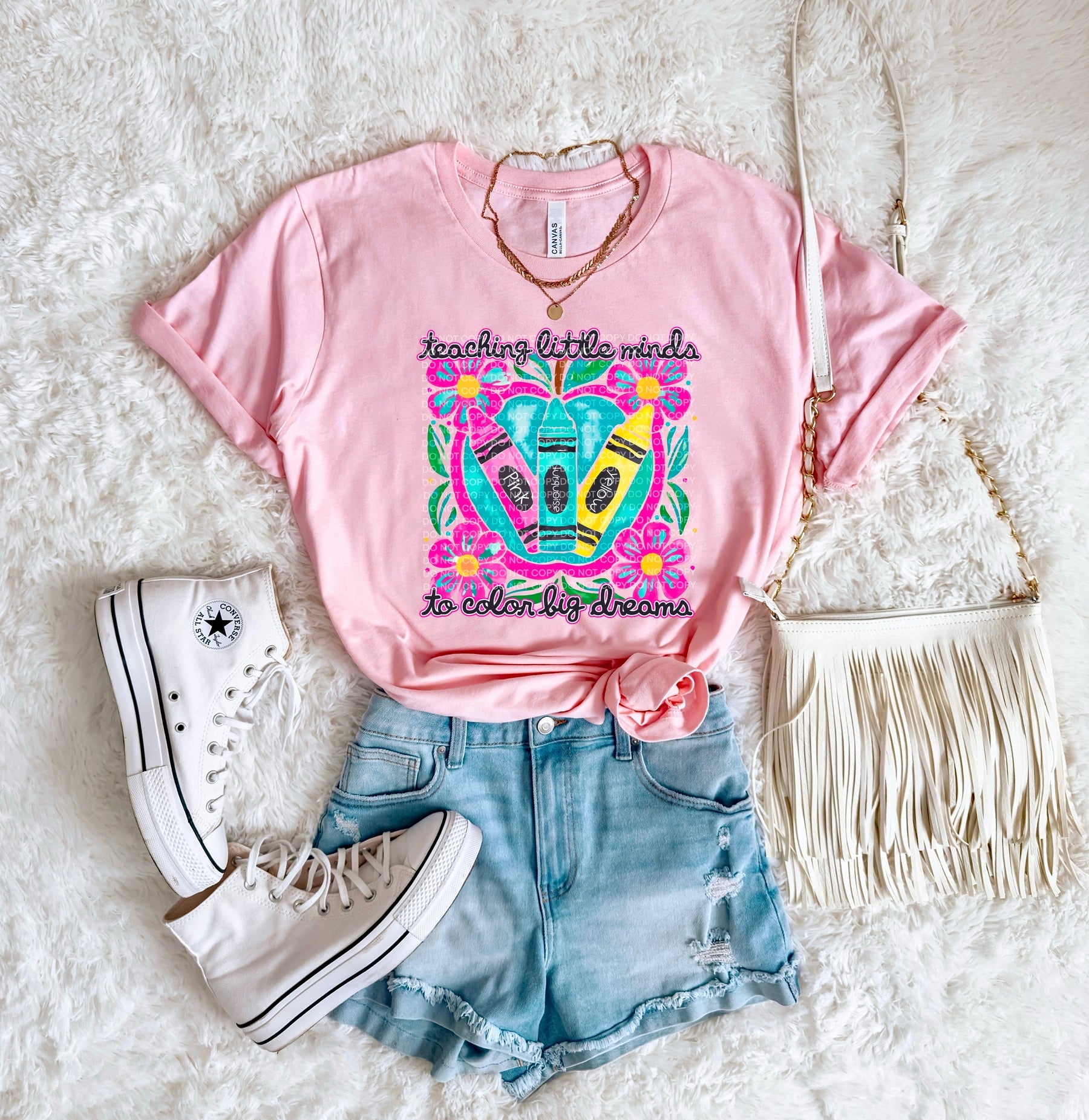 Teaching Little Minds to Color Big Dreams graphic tee