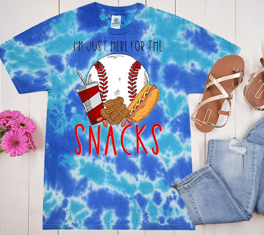 I'm Just Here for the Snacks - Tie Dye Graphic Tee