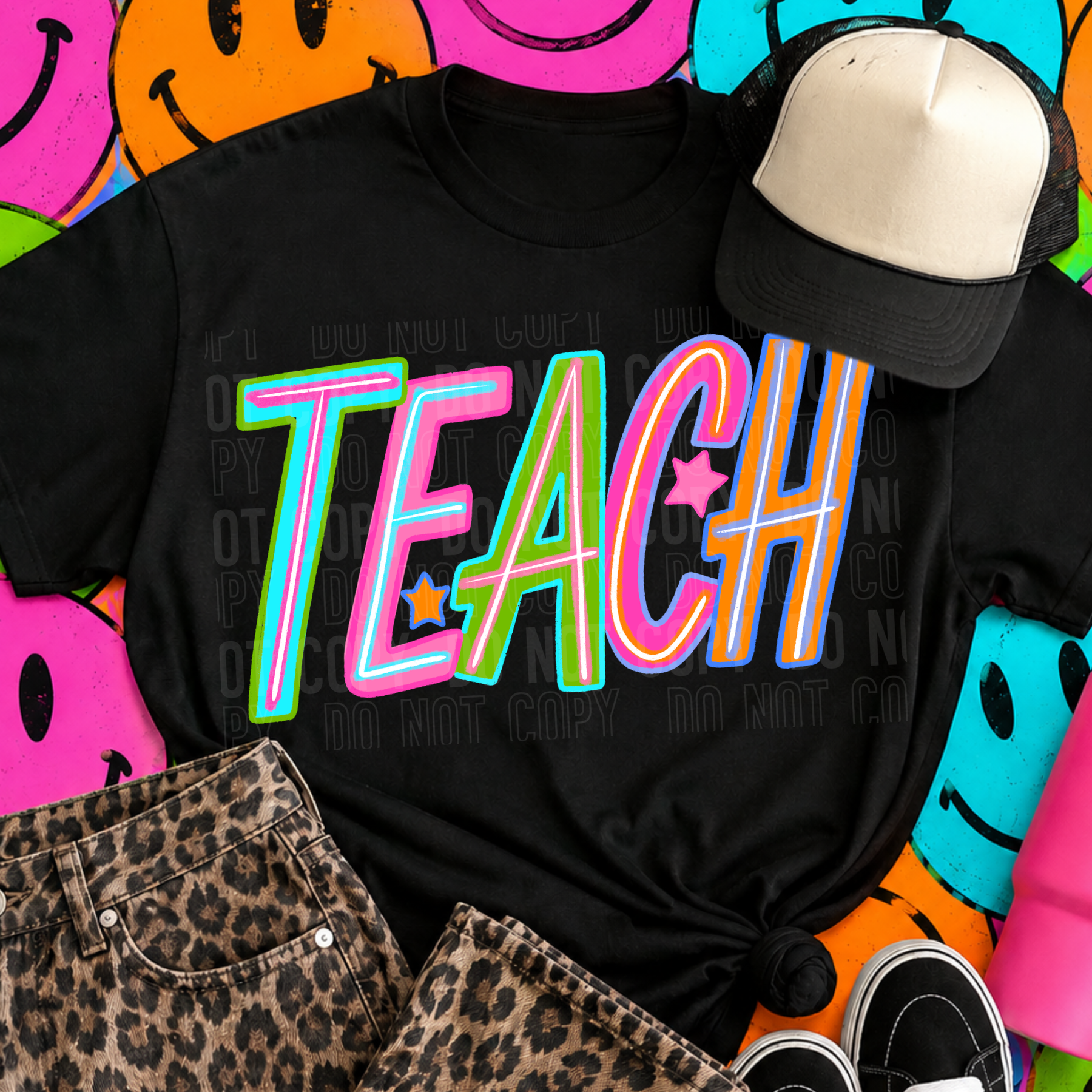 Teach Neon graphic tee