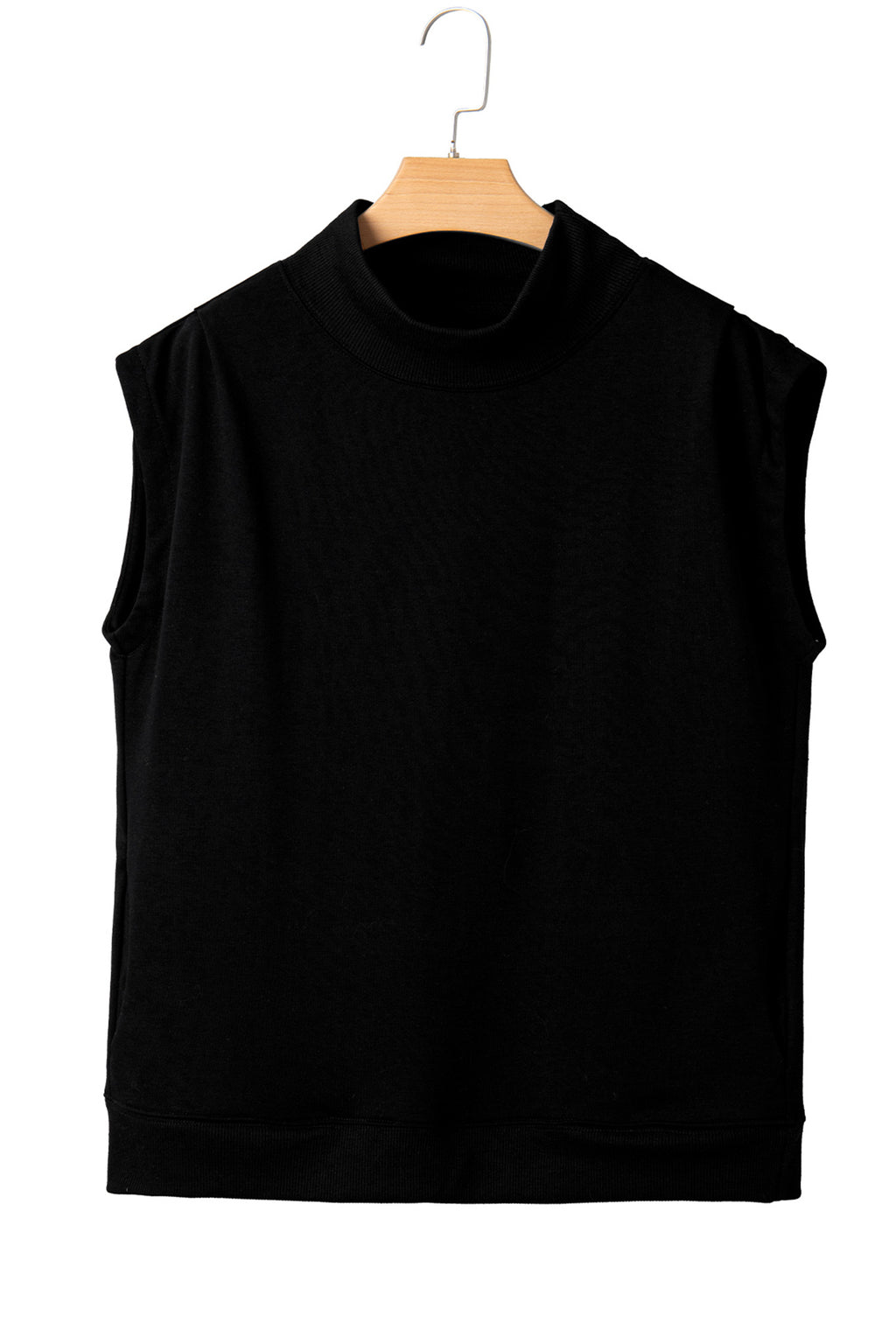 Pink Solid Color High Neck Cap Sleeve Loose Top