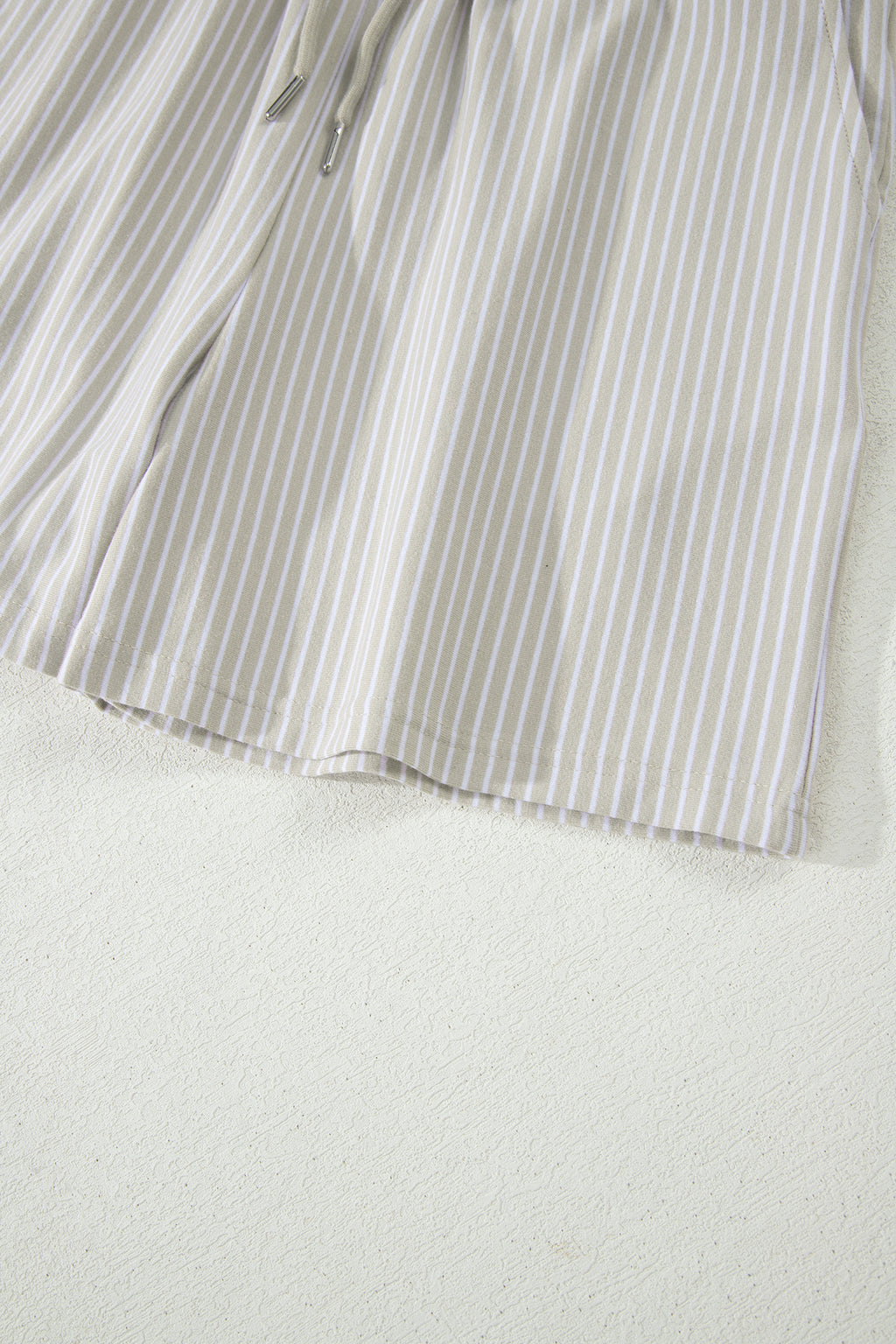 Pink Stripe Dolman Sleeve Polo Shirt and Drawstring Shorts Set