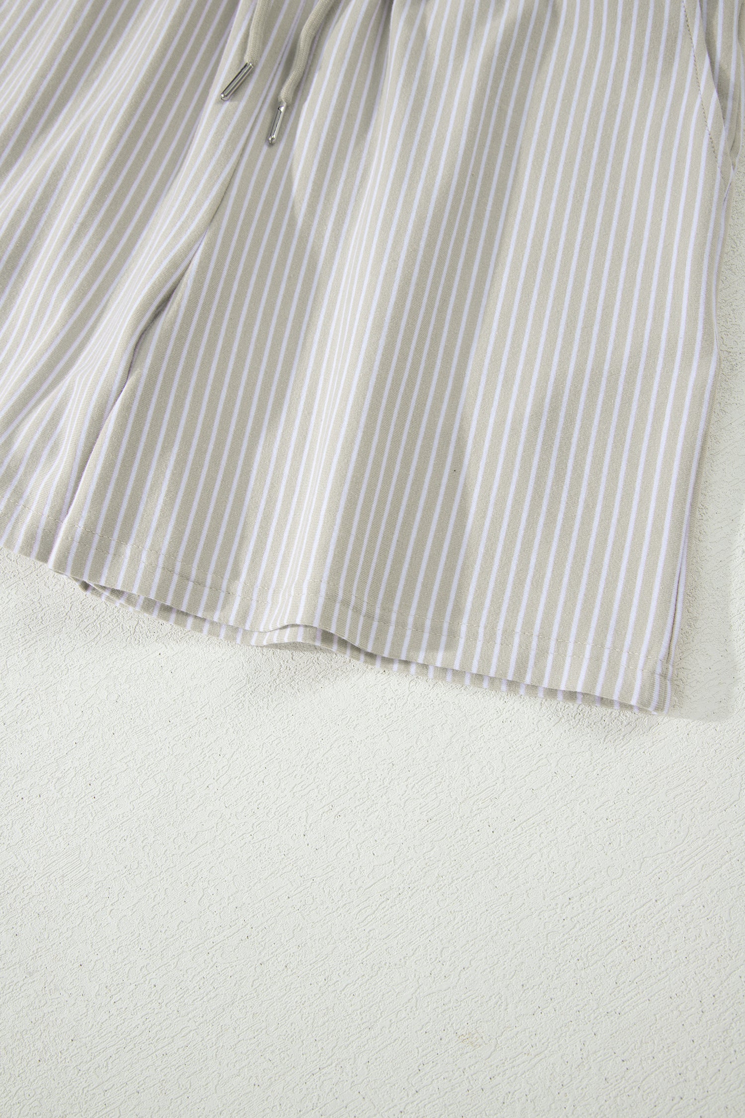 Pink Stripe Dolman Sleeve Polo Shirt and Drawstring Shorts Set