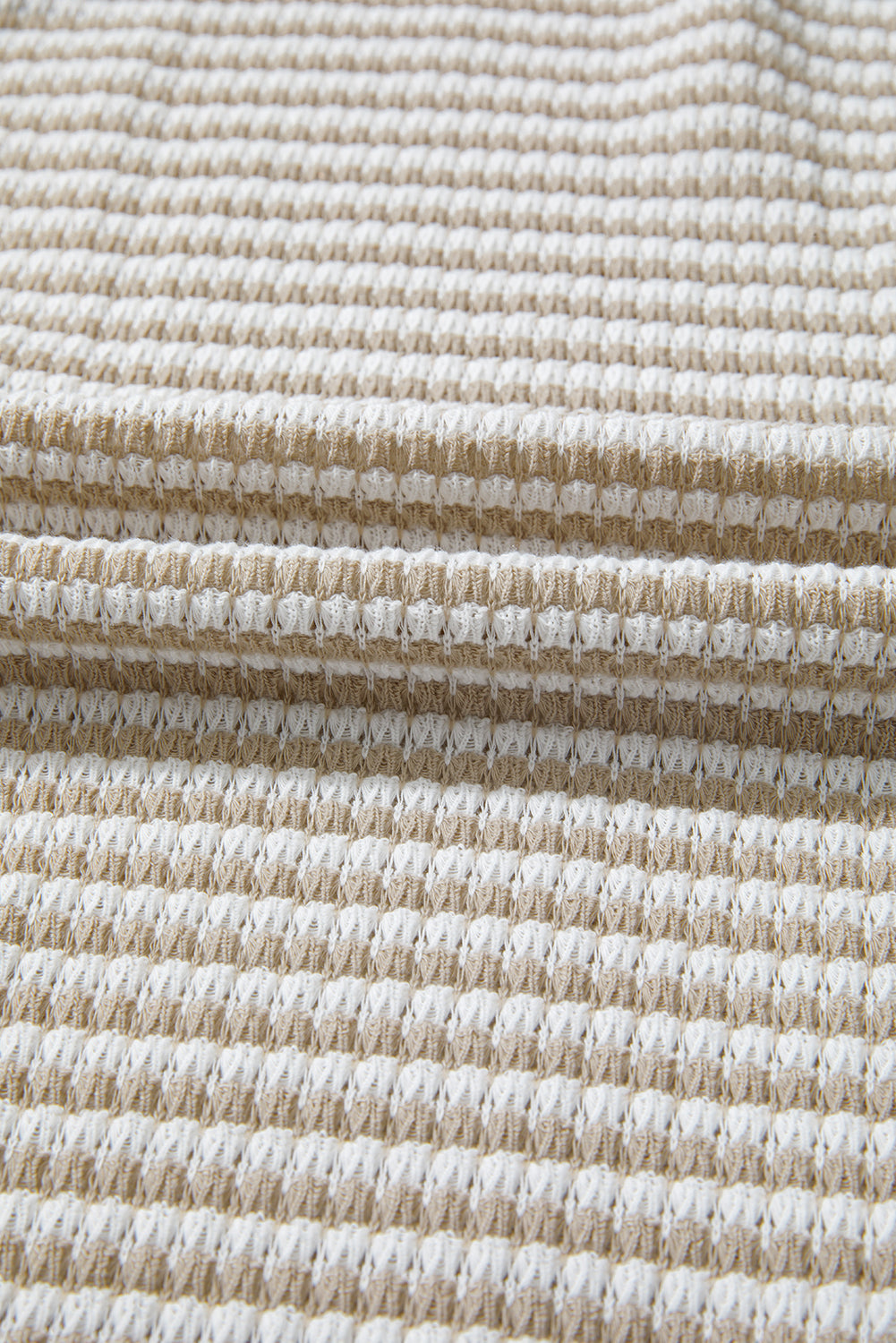 Brown Stripe Plus Size Breathable Knit Ribbed Trim Long Sleeve Top