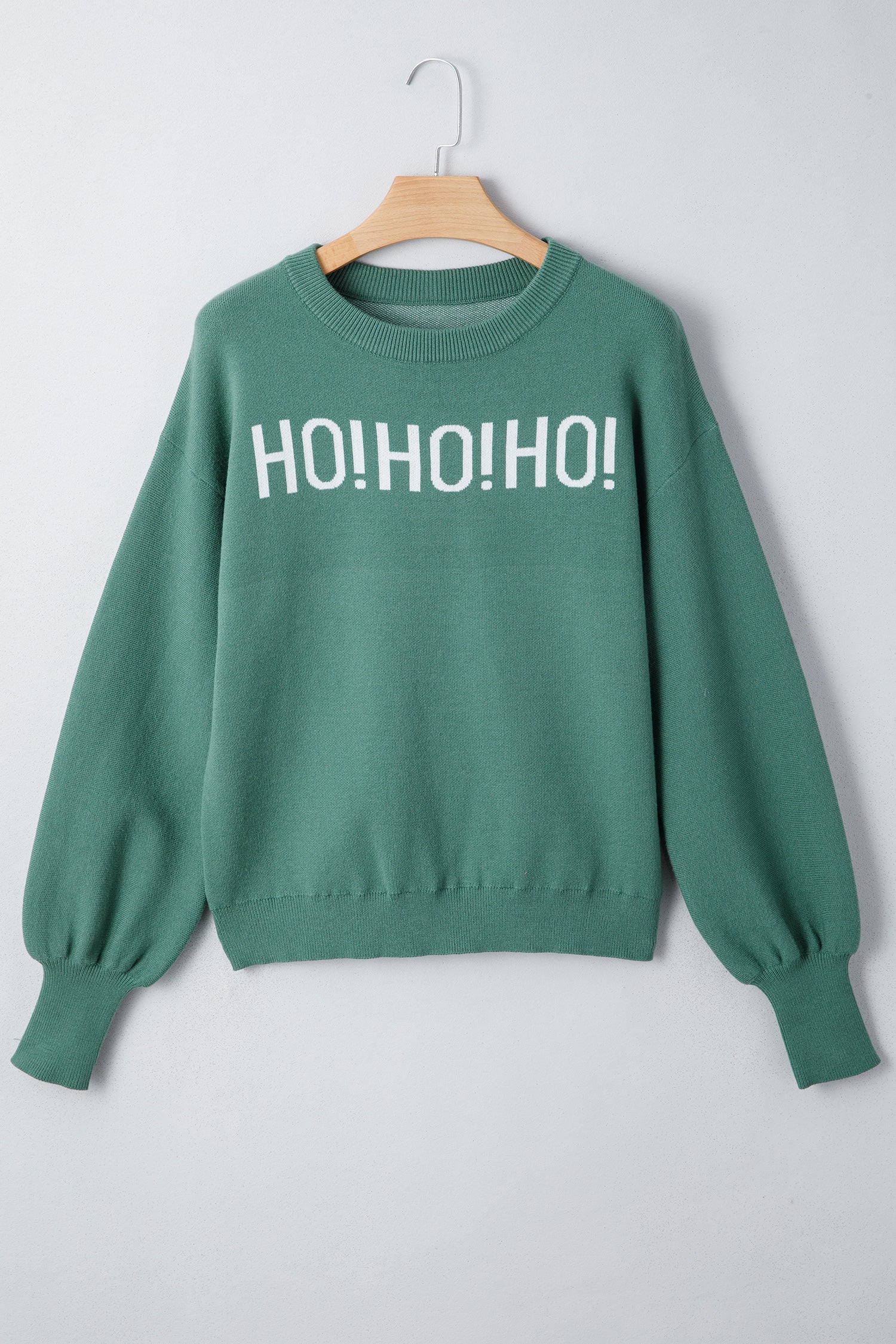 Fiery Red HO HO HO MERRY CHRISTMAS Drop Shoulder Loose Sweater