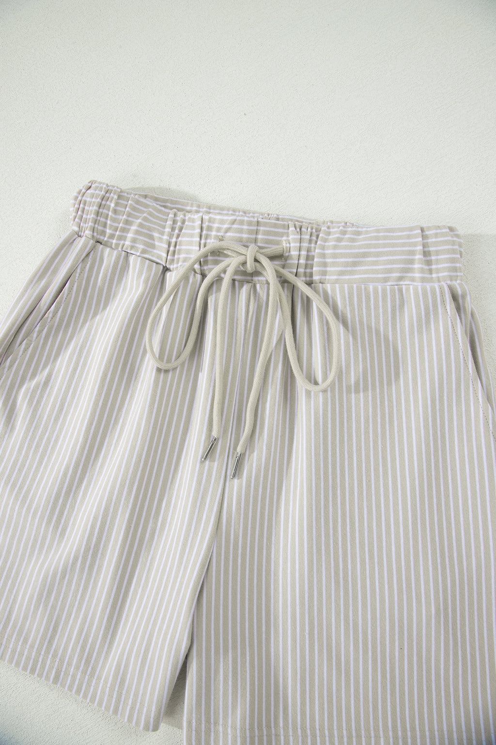 Pink Stripe Dolman Sleeve Polo Shirt and Drawstring Shorts Set