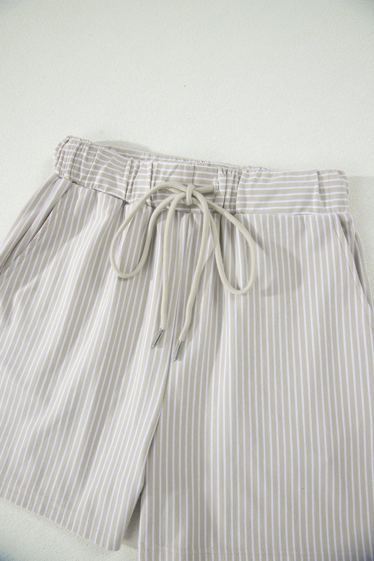 Pink Stripe Dolman Sleeve Polo Shirt and Drawstring Shorts Set