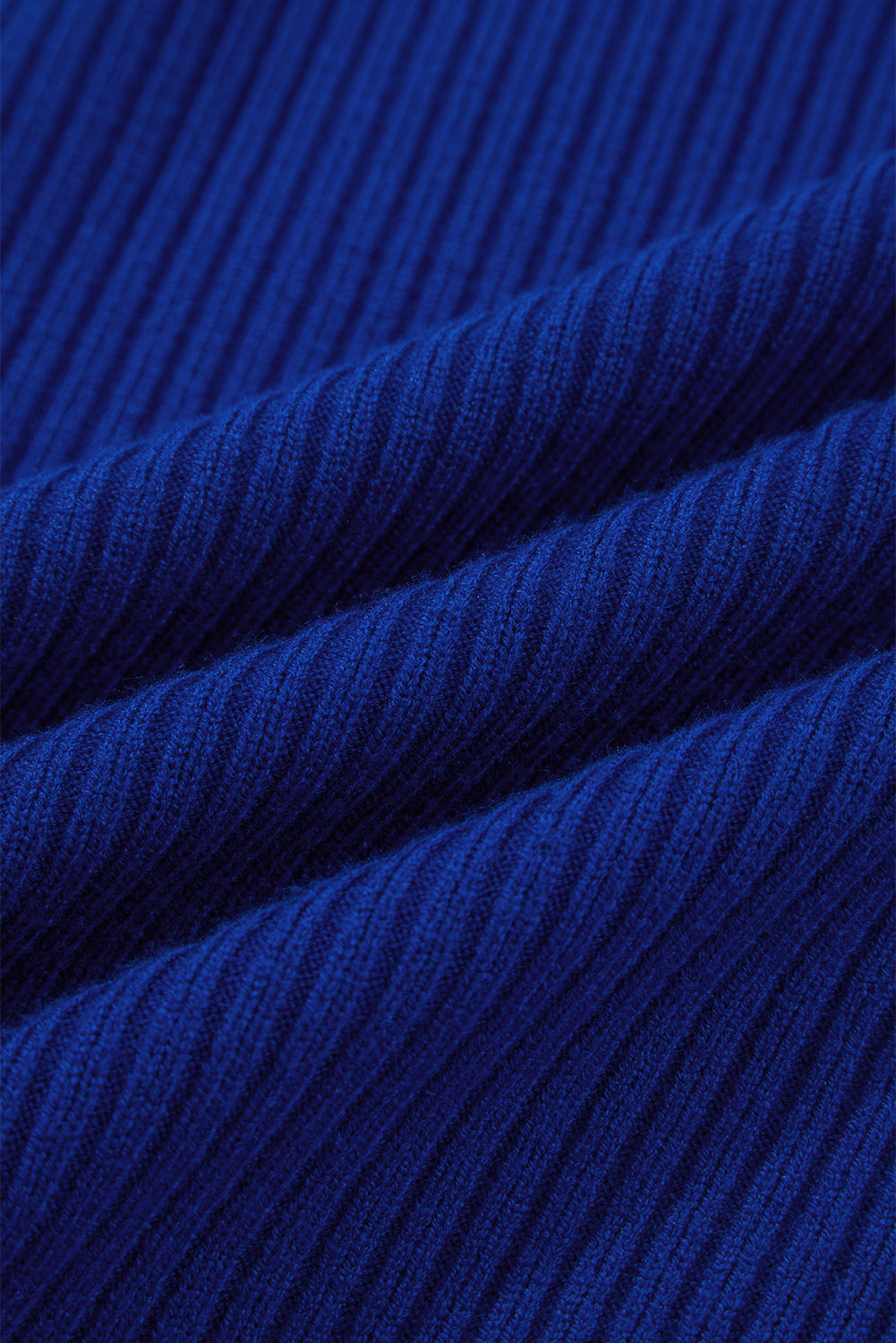 Dark Blue Patch Pocket Ribbed Knit Short Sleeve Sweater