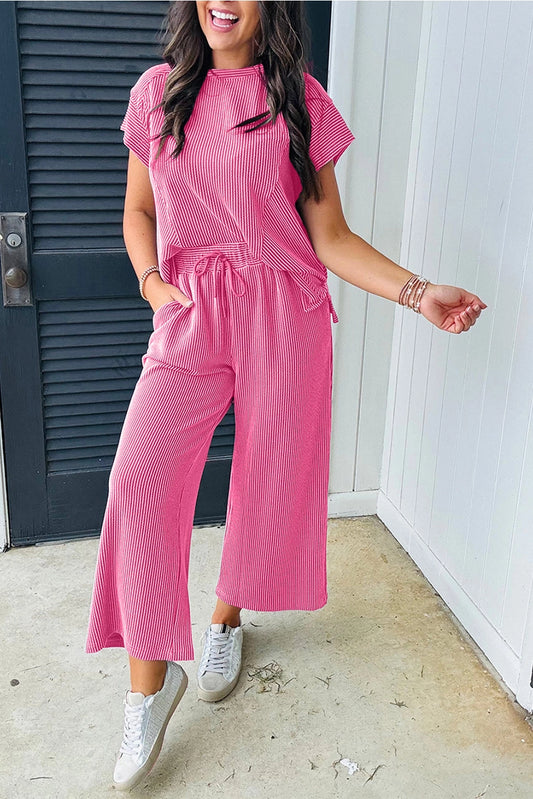 Corded Pant Suit Set, Pink