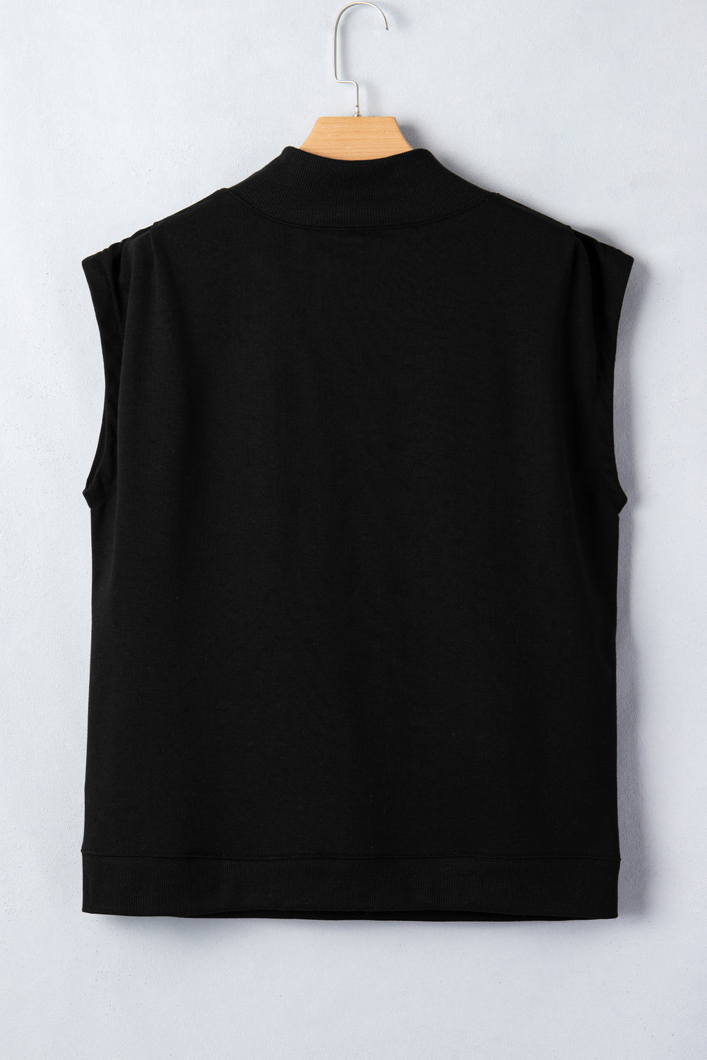 Pink Solid Color High Neck Cap Sleeve Loose Top