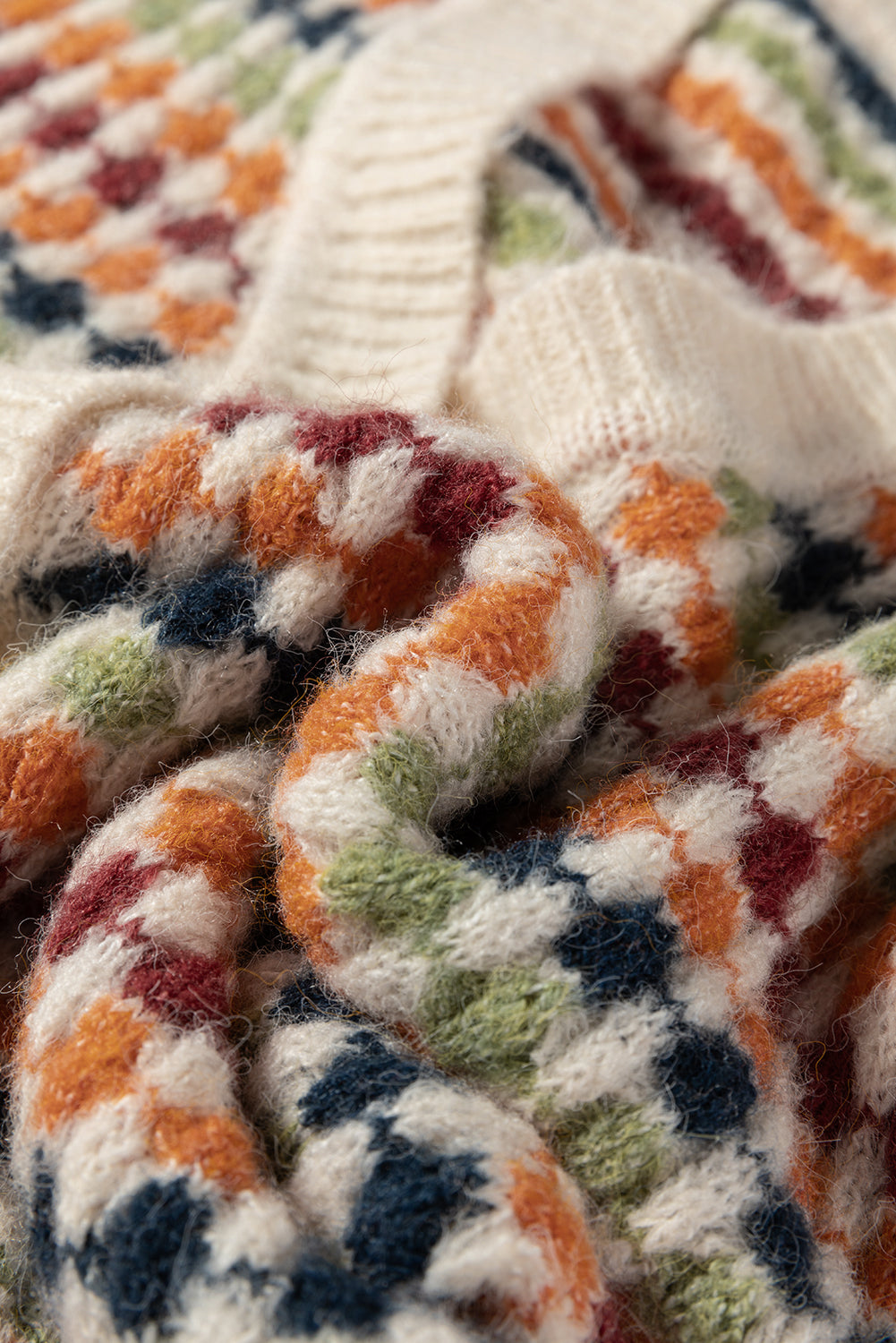 Gray Dotty Pattern Knit Button Front V Neck Sweater Cardigan