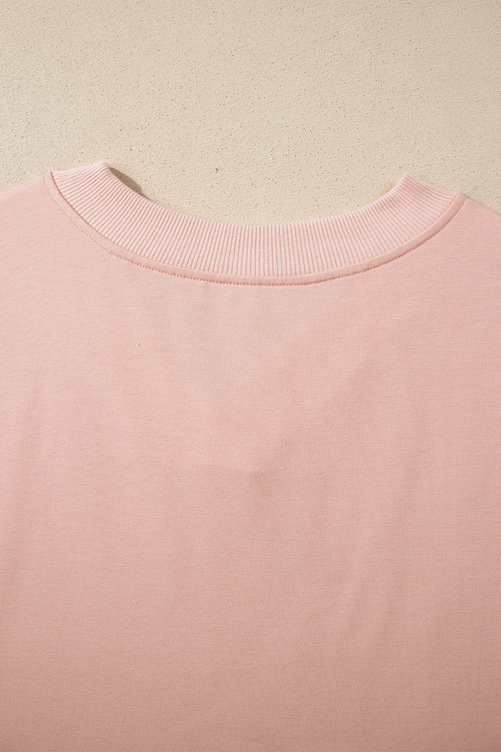 Apricot Pink Solid Color V Neck Tee Drawstring Pant Set