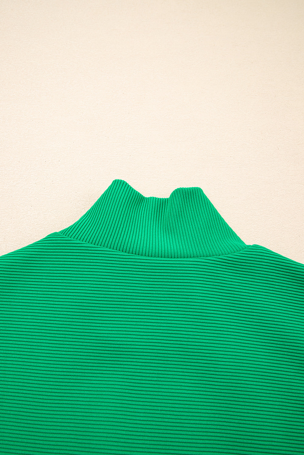 Bright Green Textured Short Sleeve Half Zip Drawstring Waist Romper