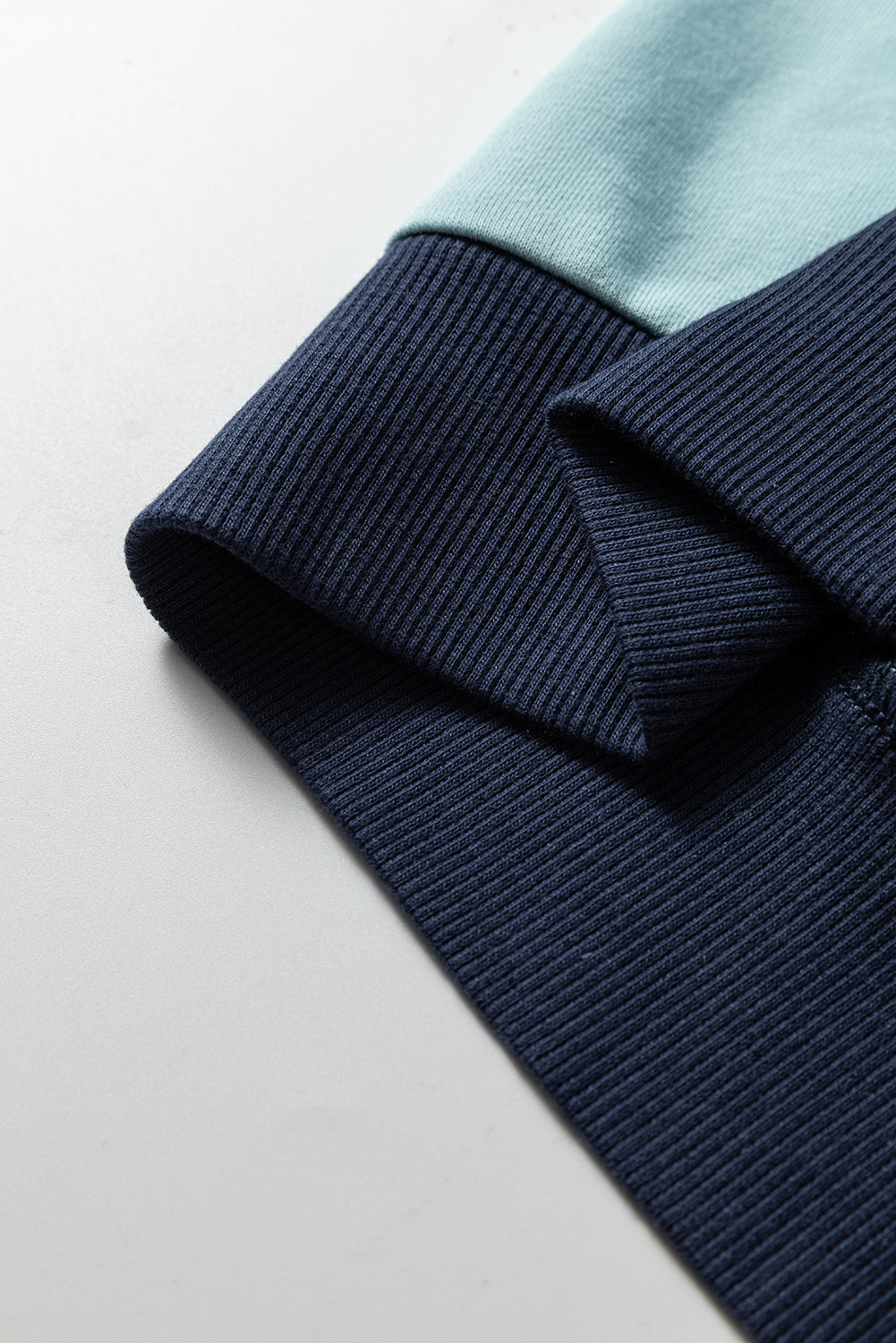 Iceland Blue Contrast Edge Colorblock Patchwork Crop Sweatshirt