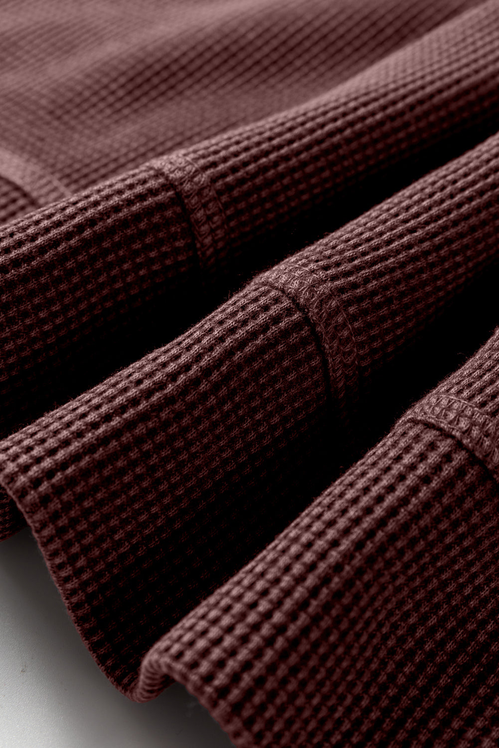 Bright Pink Waffle Knit Patchwork Long Sleeve Loose Top