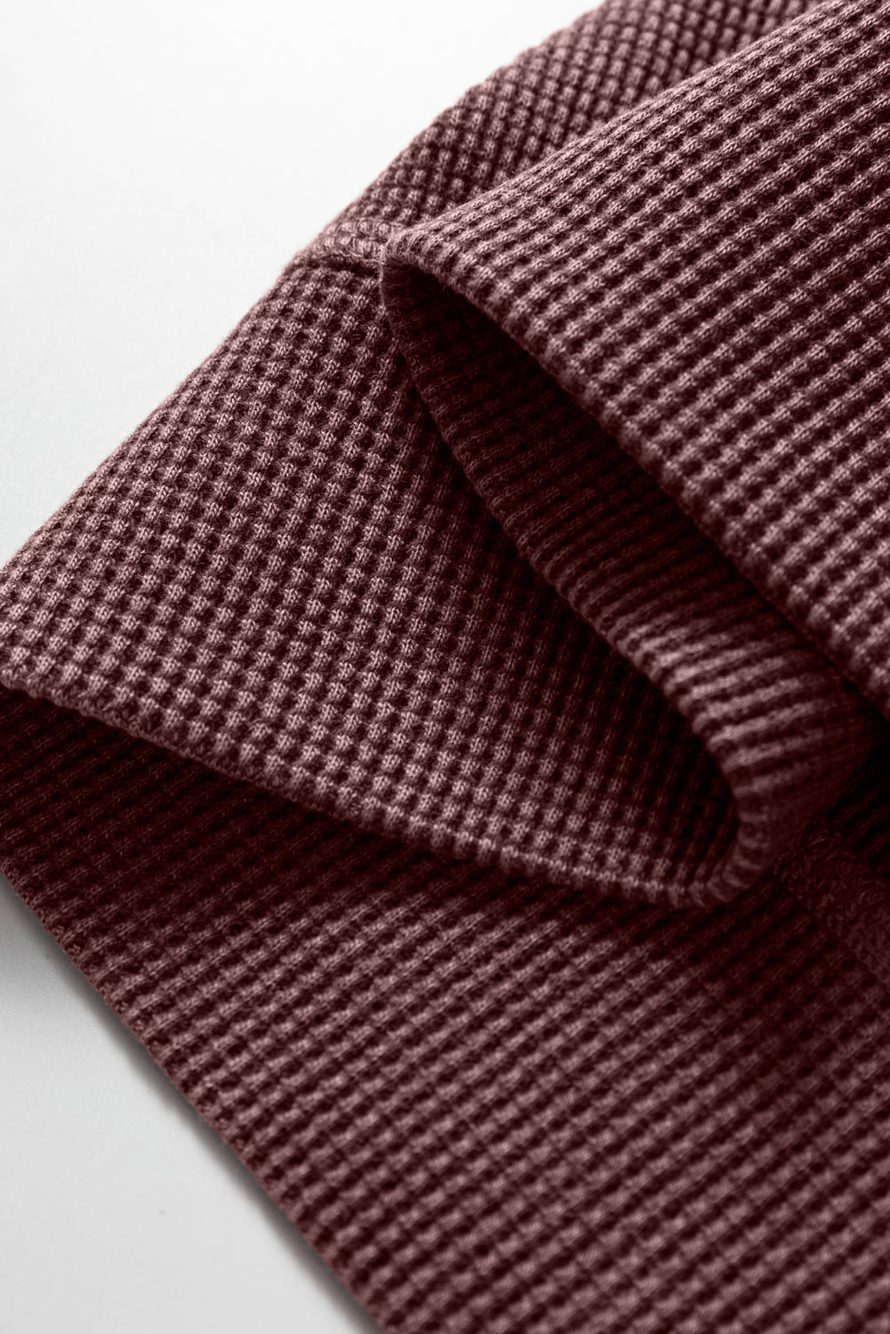 Bright Pink Waffle Knit Patchwork Long Sleeve Loose Top