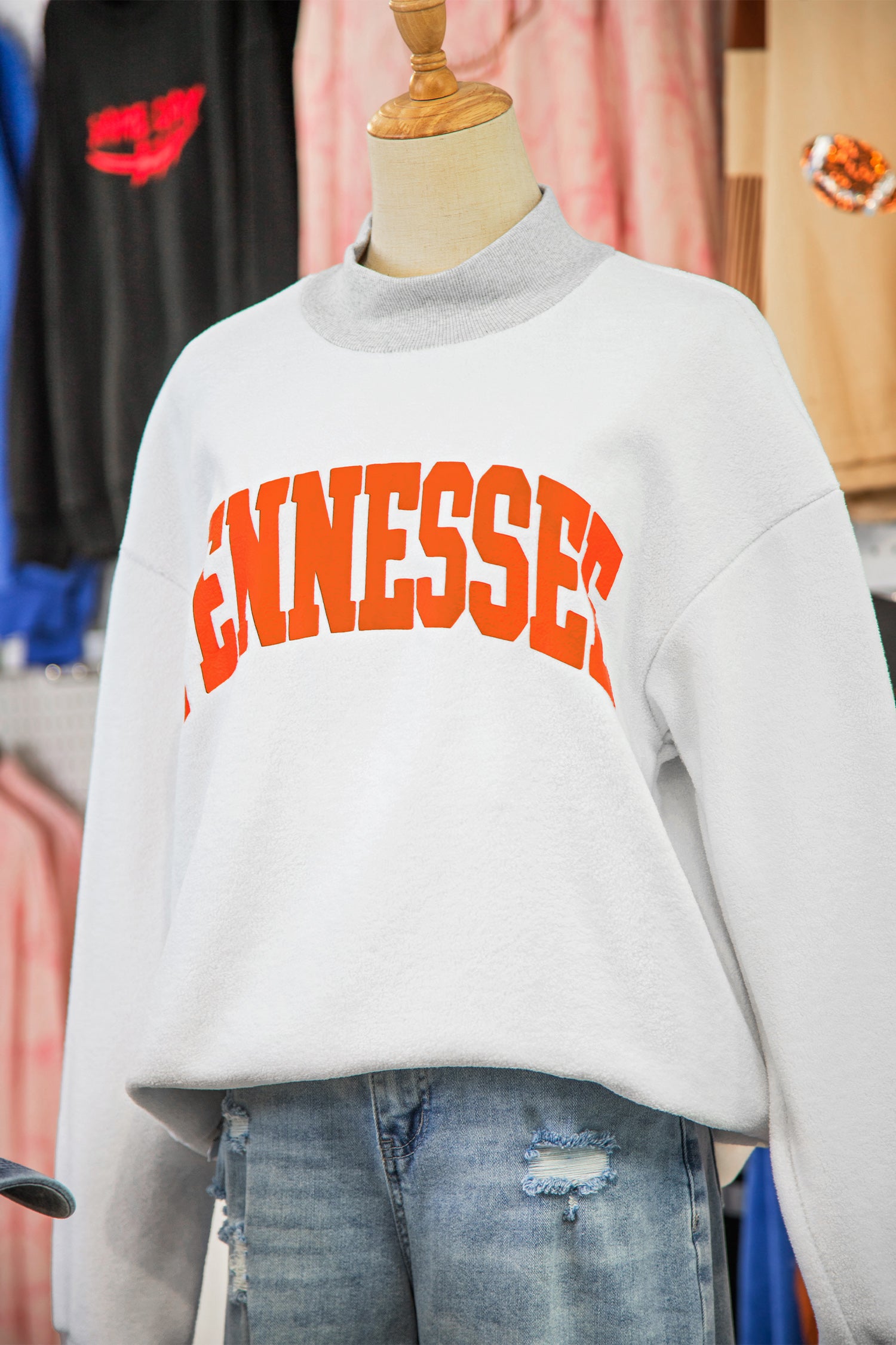 Light Grey TN TENNESSEE Double Printed Reversible Mock Neck Sweatshirt
