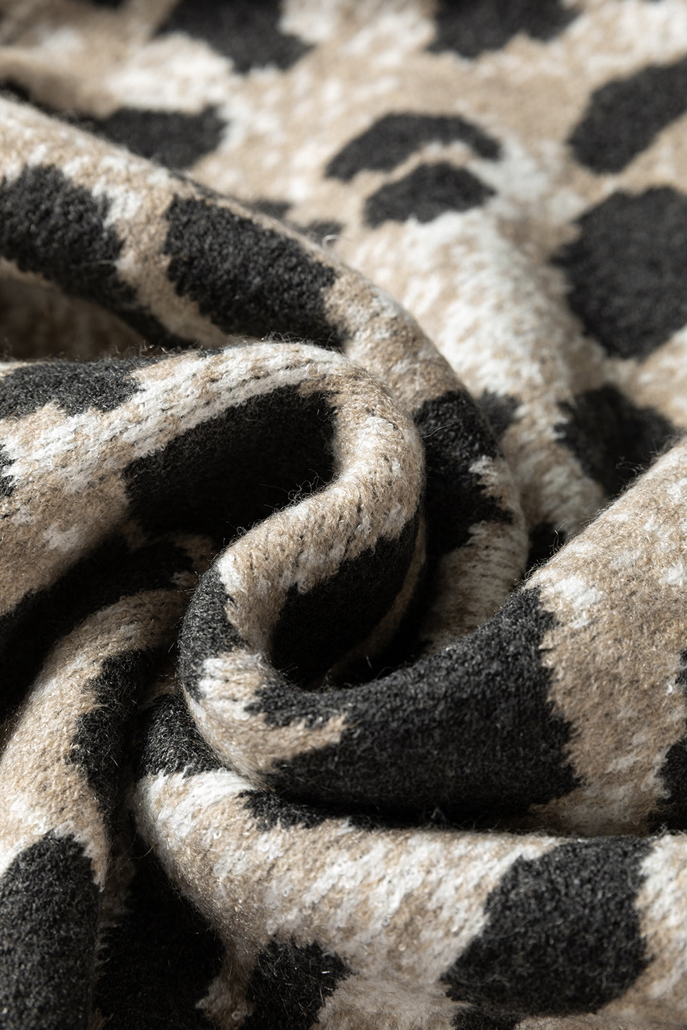 Carbon Grey Leopard Drop Shoulder Baggy Sweater