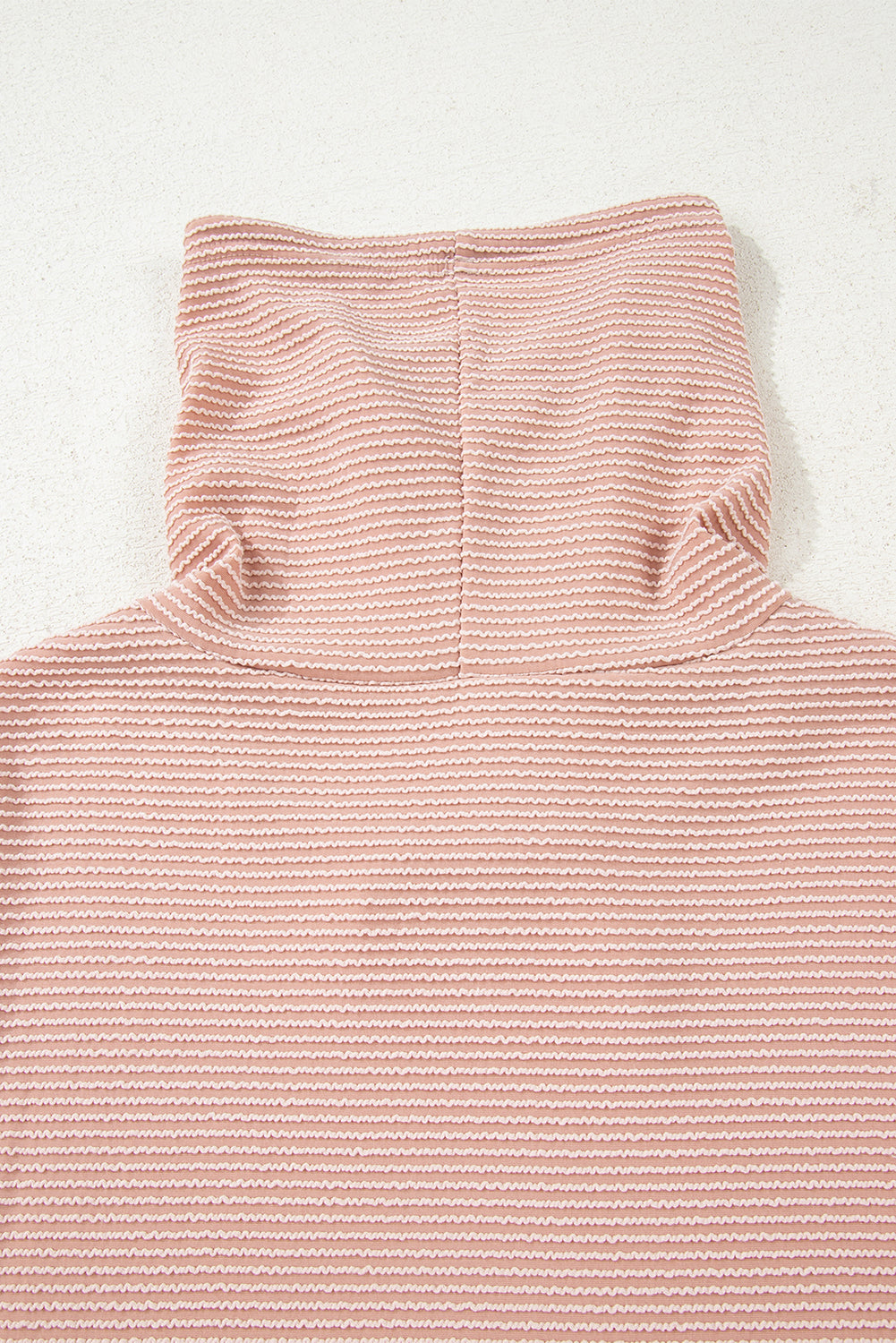 Pale Chestnut Horizontal Twist Ribbed Drawstring Cowl Neck Knit Top